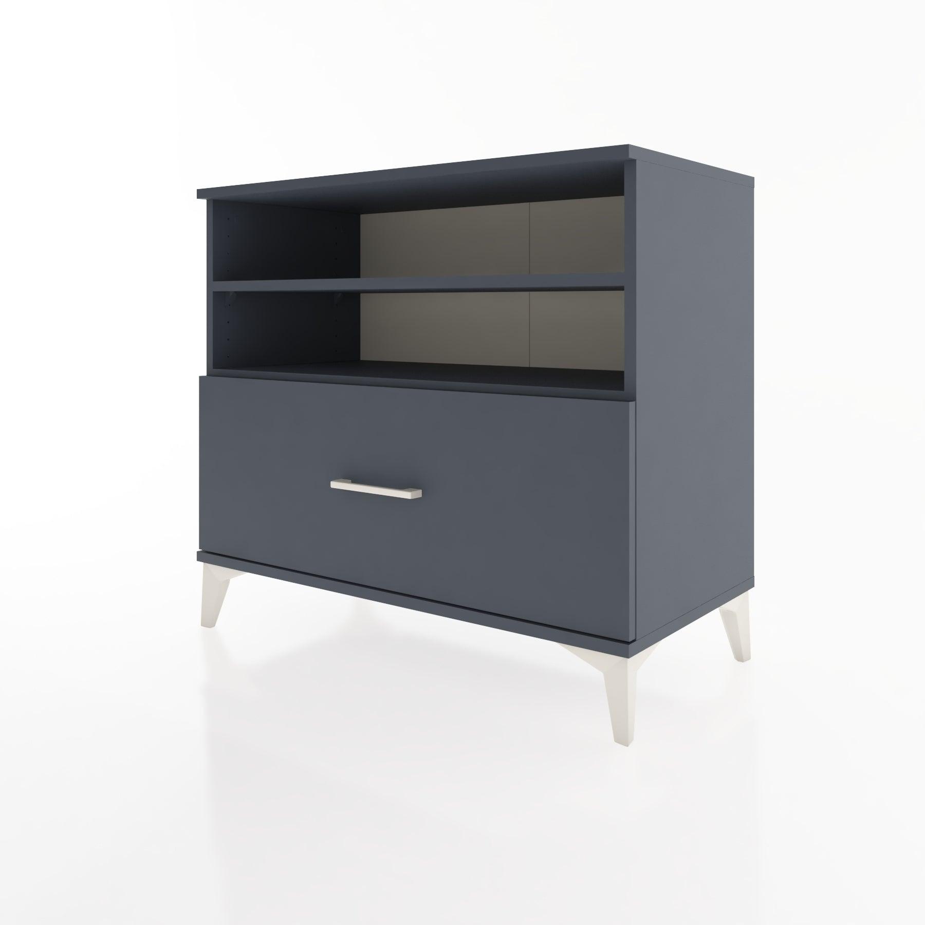 Woodntry Modüler Şifonyer Antrasit 88x44x68 cm Çekmeceli ve Raflı CR52-2