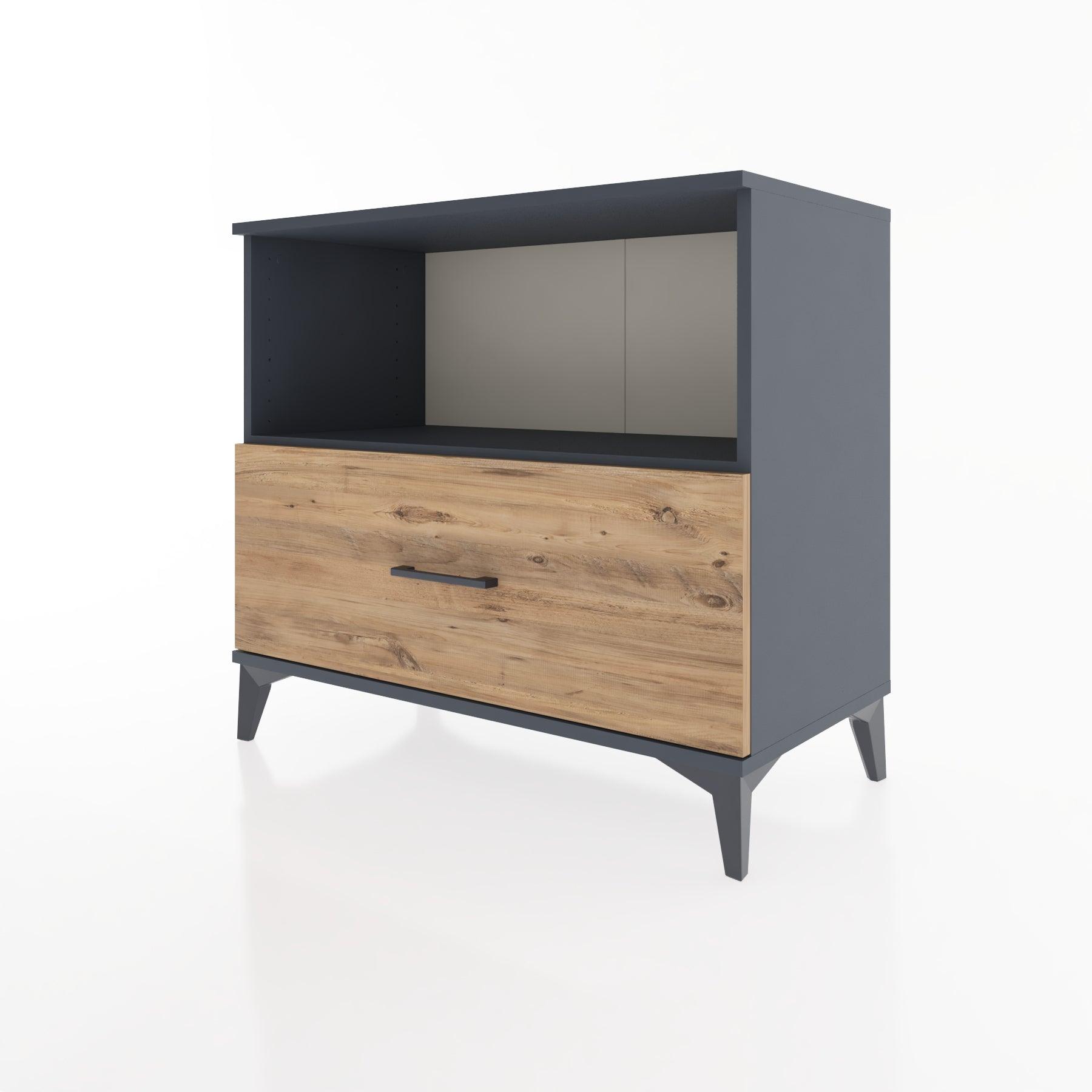Woodntry Modüler Şifonyer Antrasit 88x44x68 cm Çekmeceli ve Raflı CR53-2