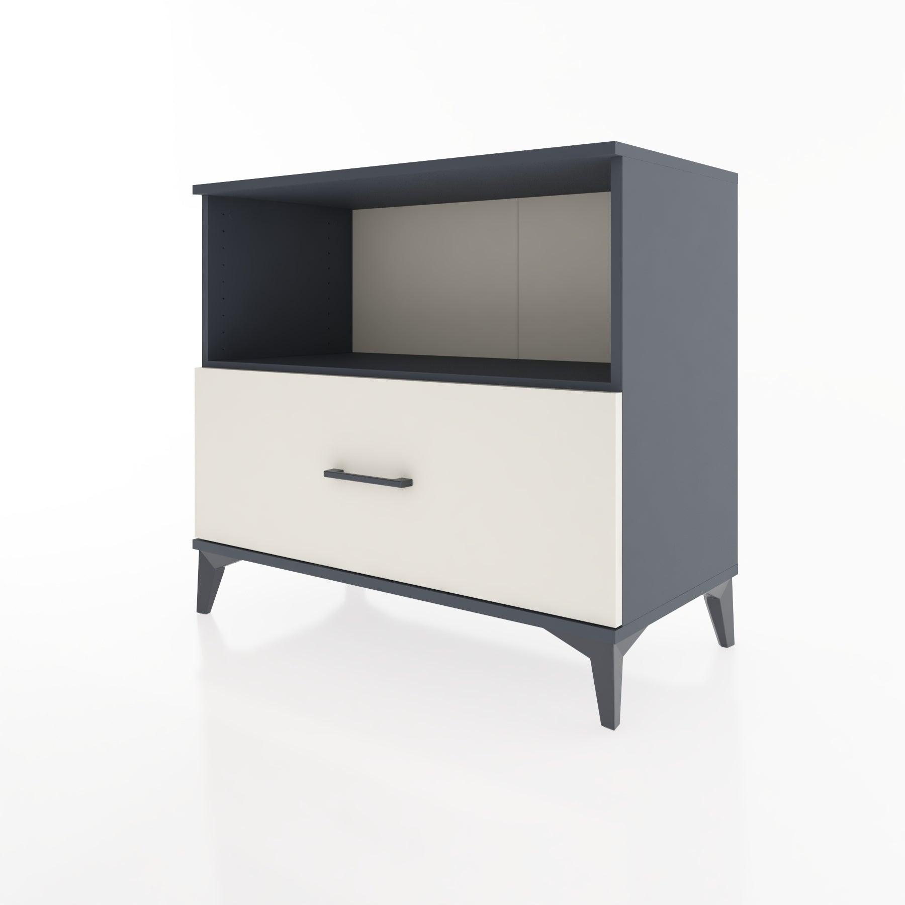 Woodntry Modüler Şifonyer Antrasit 88x44x68 cm Çekmeceli ve Raflı CR53-2