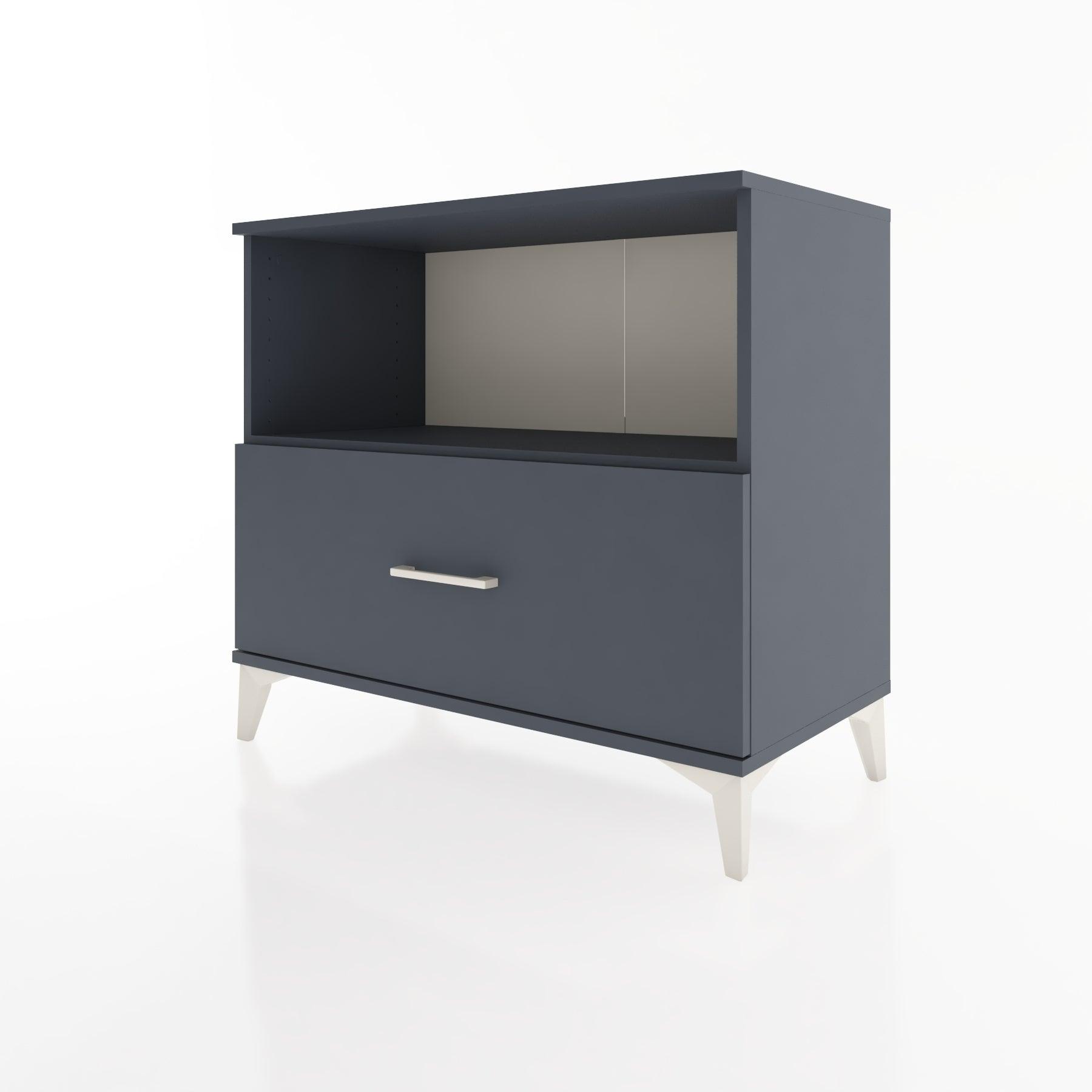 Woodntry Modüler Şifonyer Antrasit 88x44x68 cm Çekmeceli ve Raflı CR53-2