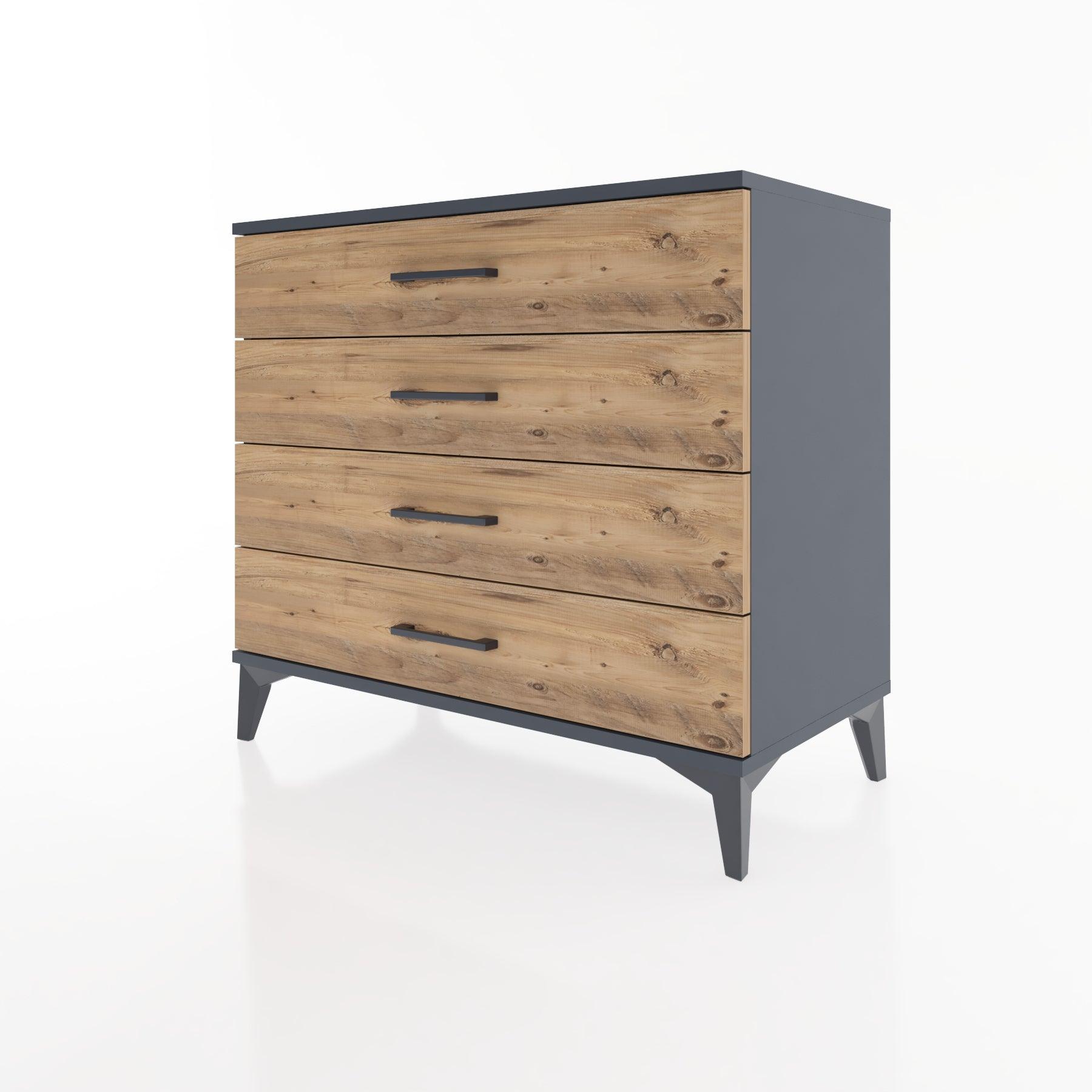 Woodntry Modüler Şifonyer Antrasit 88x44x68 cm Çekmeceli C54-2