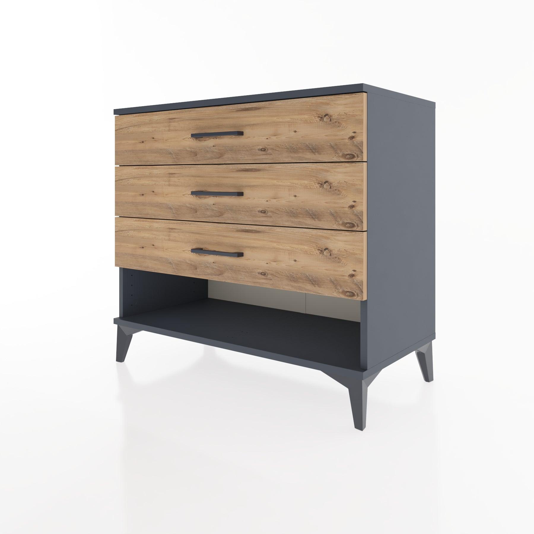 Woodntry Modüler Şifonyer Antrasit 88x44x68 cm Çekmeceli ve Raflı CR55-2