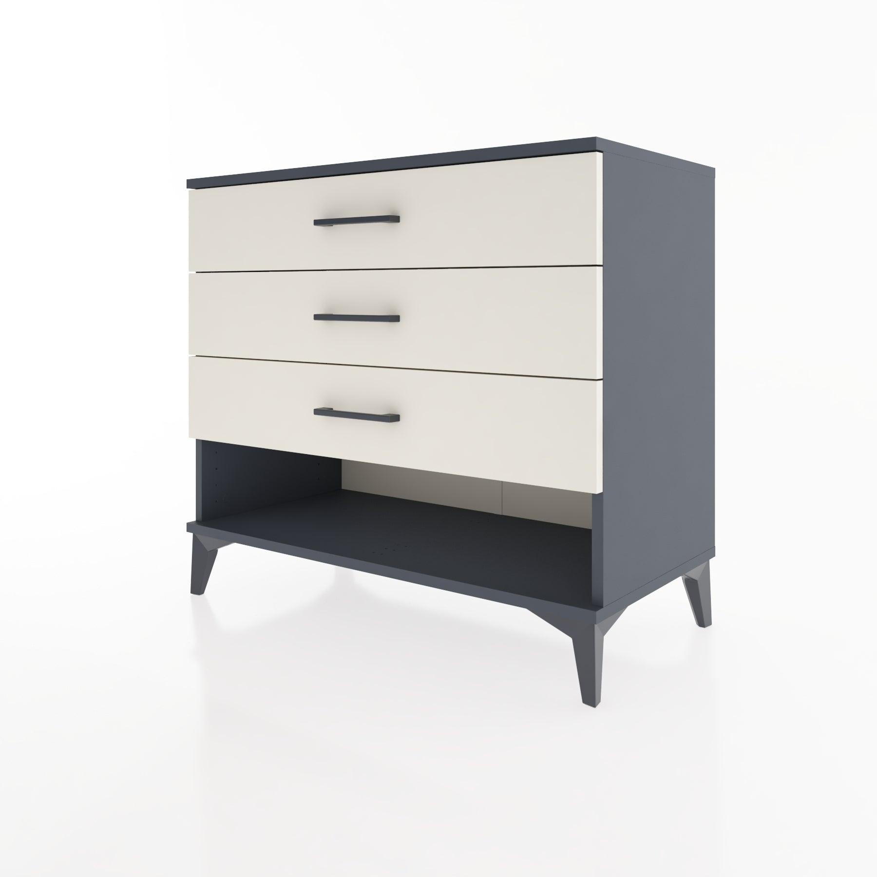 Woodntry Modüler Şifonyer Antrasit 88x44x68 cm Çekmeceli ve Raflı CR55-2