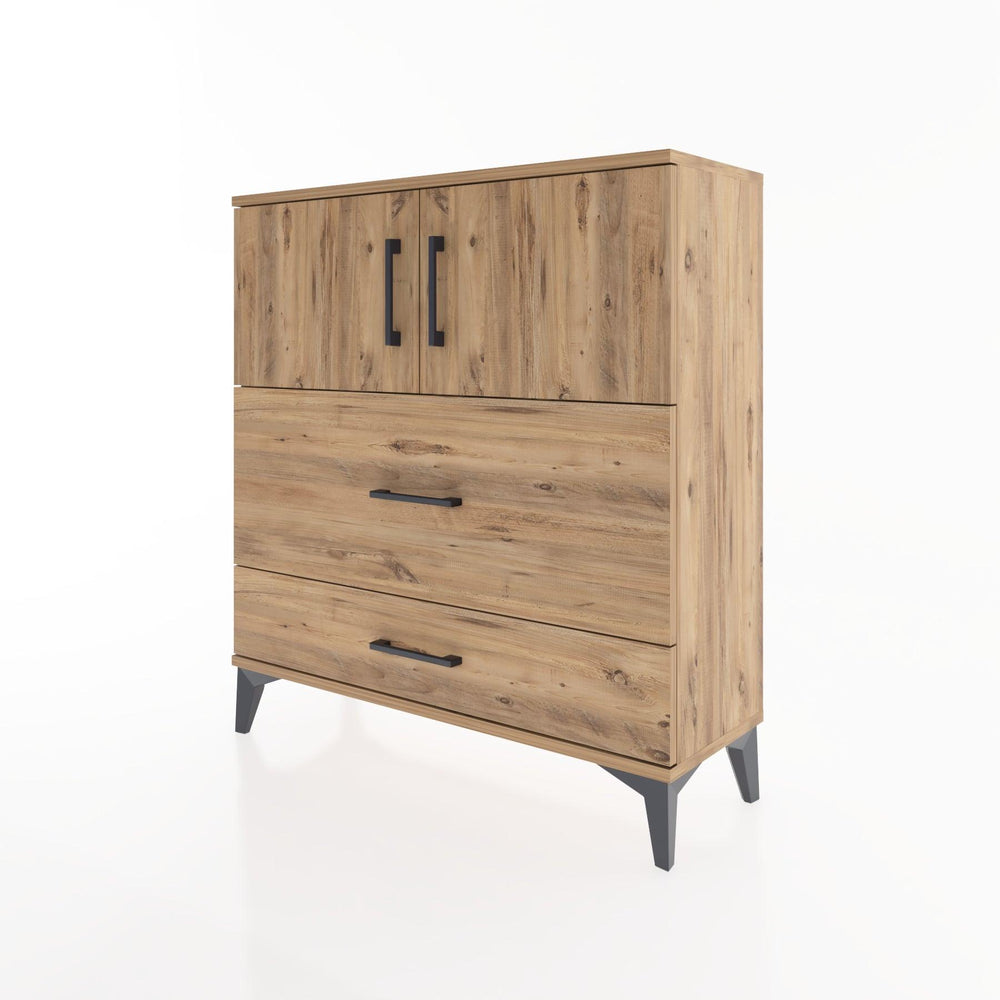 Woodntry Modüler Şifonyer Çam 88x30x84 cm Kapaklı ve Çekmeceli KC55-3