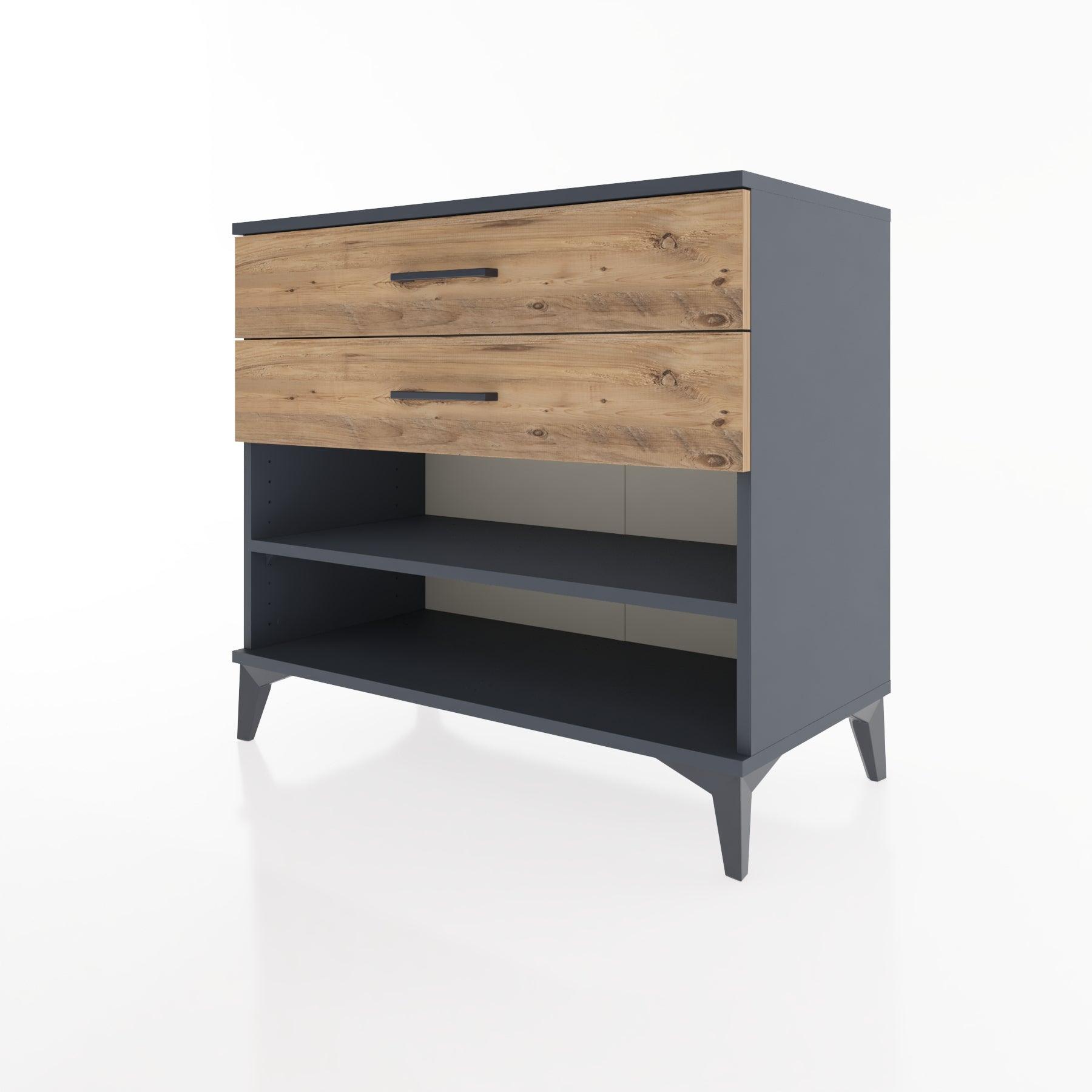 Woodntry Modüler Şifonyer Antrasit 88x44x68 cm Çekmeceli ve Raflı CR56-2
