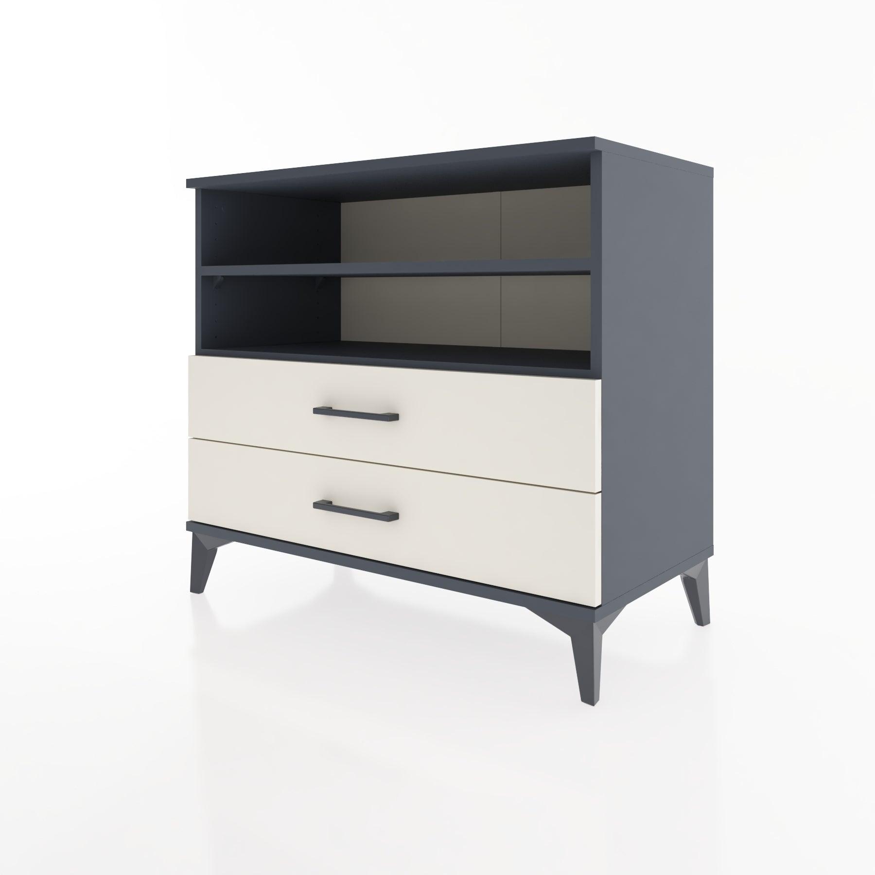 Woodntry Modüler Şifonyer Antrasit 88x44x68 cm Çekmeceli ve Raflı CR58-2