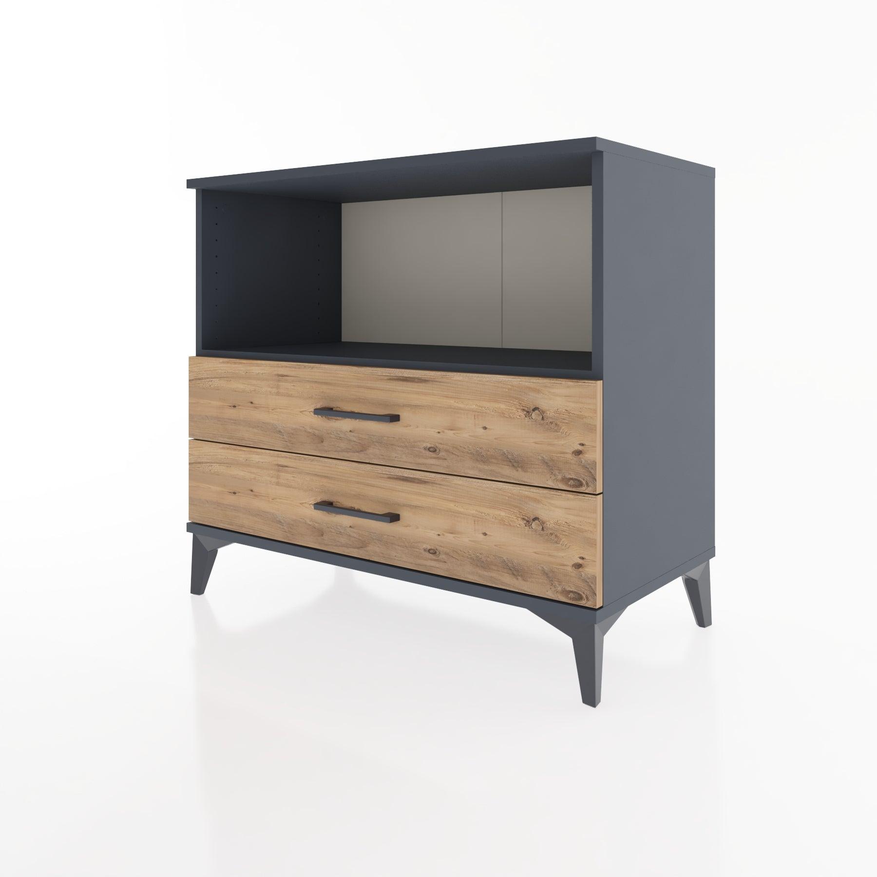 Woodntry Modüler Şifonyer Antrasit 88x44x68 cm Çekmeceli ve Raflı CR59-2