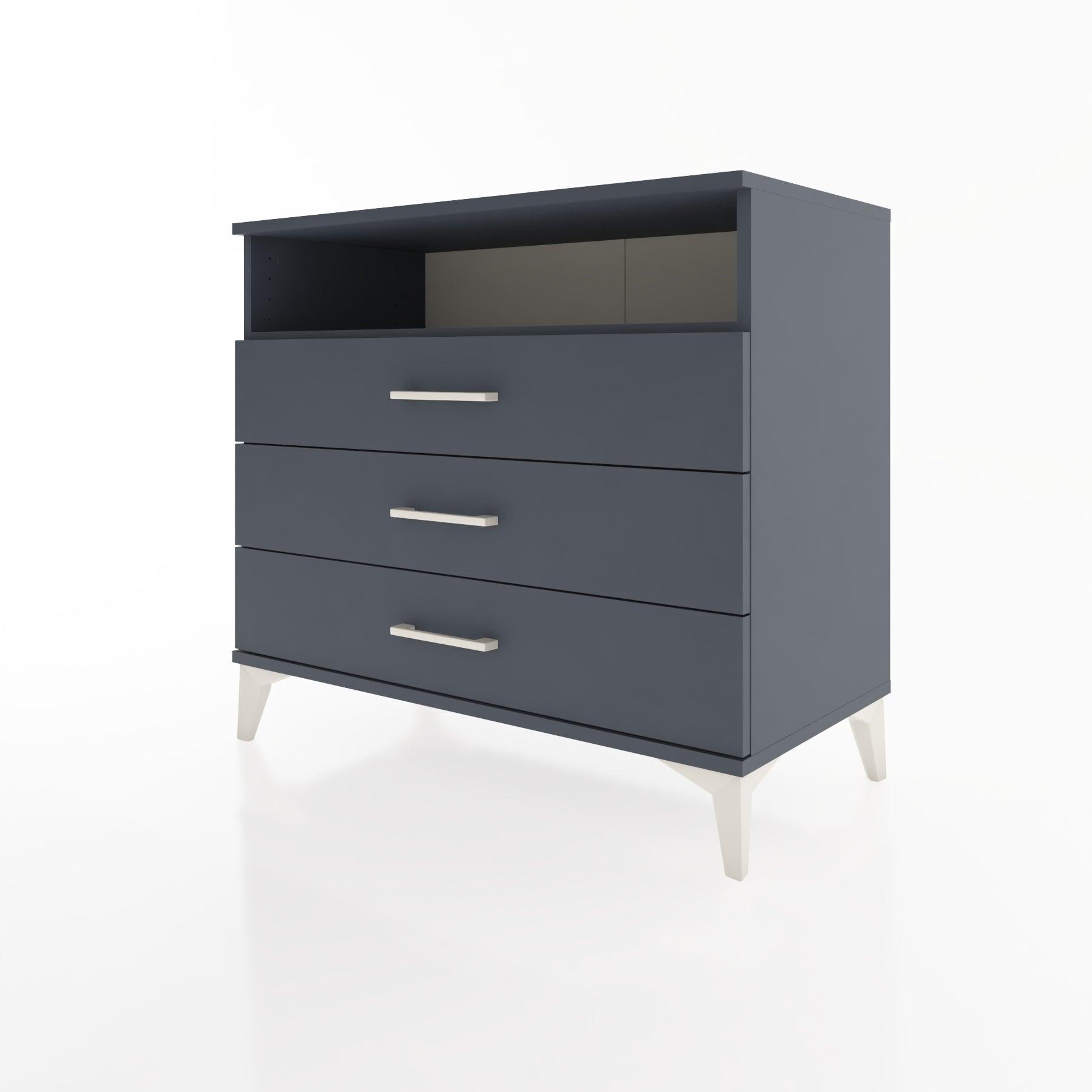 Woodntry Modüler Şifonyer Antrasit 88x44x68 cm Çekmeceli ve Raflı CR60-2