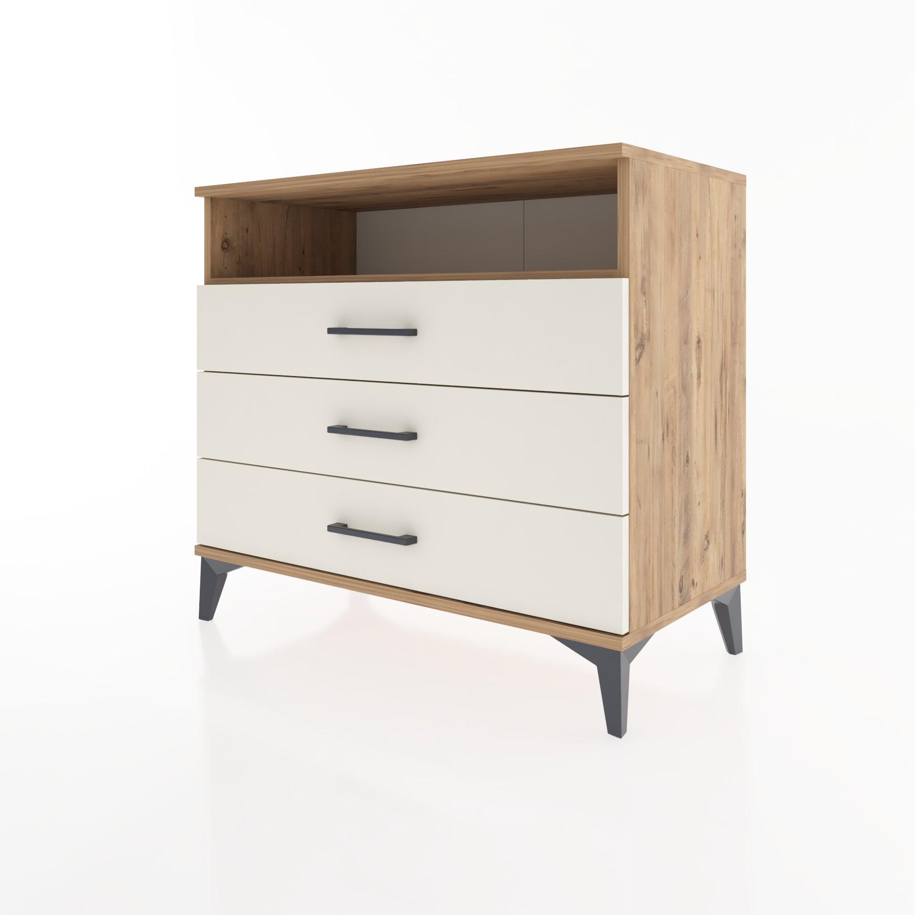 Woodntry Modüler Şifonyer Çam 88x44x68 cm Çekmeceli ve Raflı CR60-3