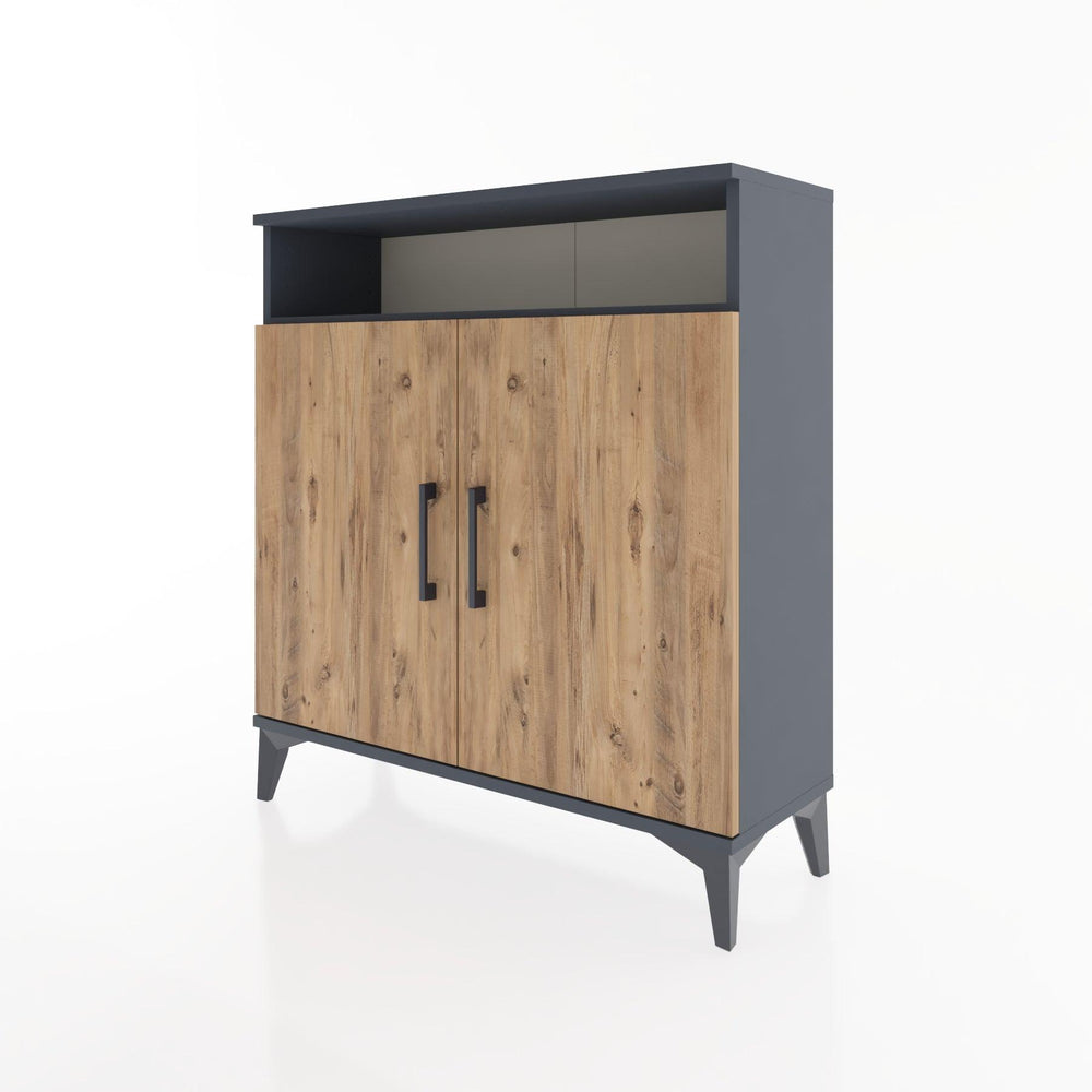Woodntry Modüler Şifonyer Antrasit 88x30x84 cm Kapaklı ve Raflı KR61-2