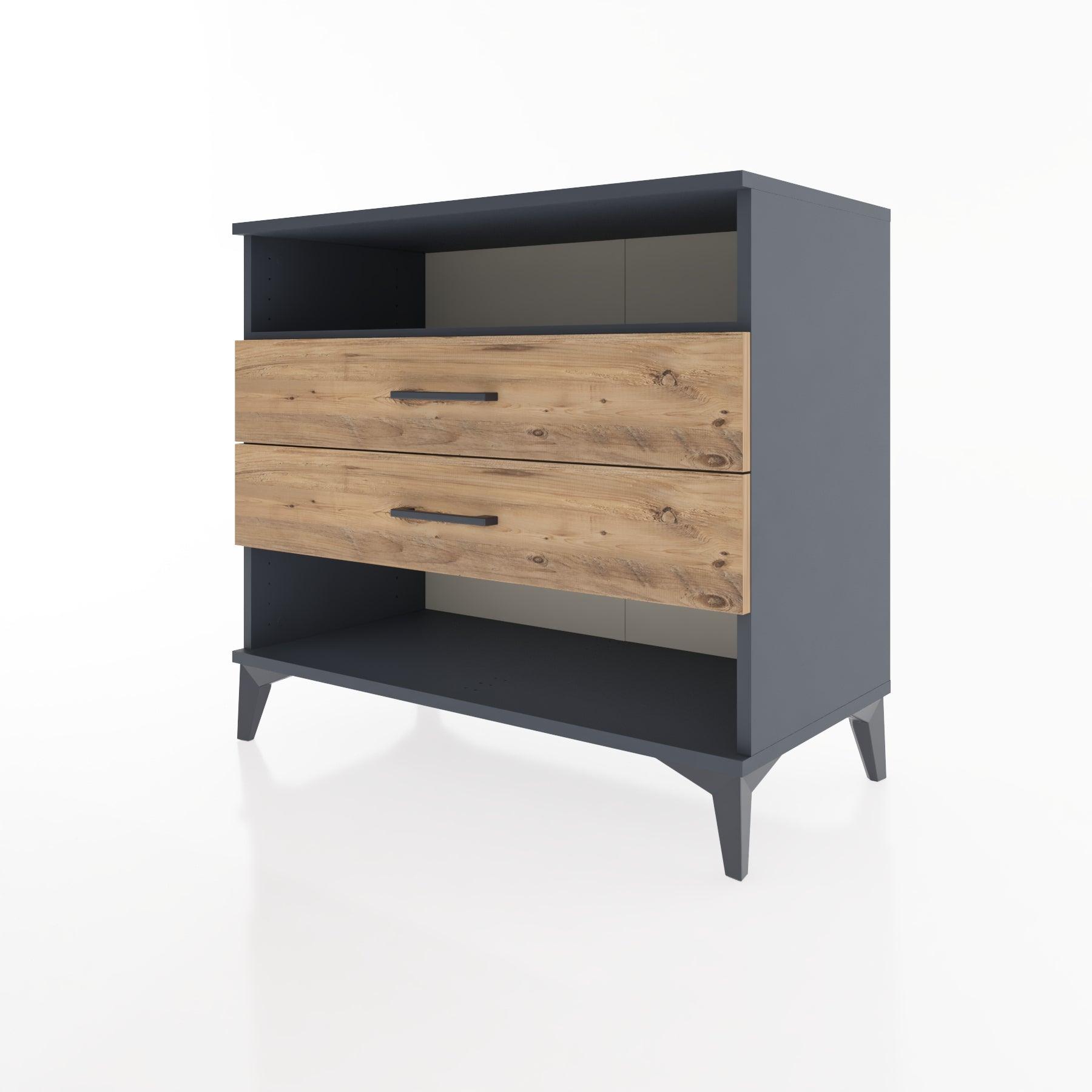 Woodntry Modüler Şifonyer Antrasit 88x44x68 cm Çekmeceli ve Raflı CR61-2