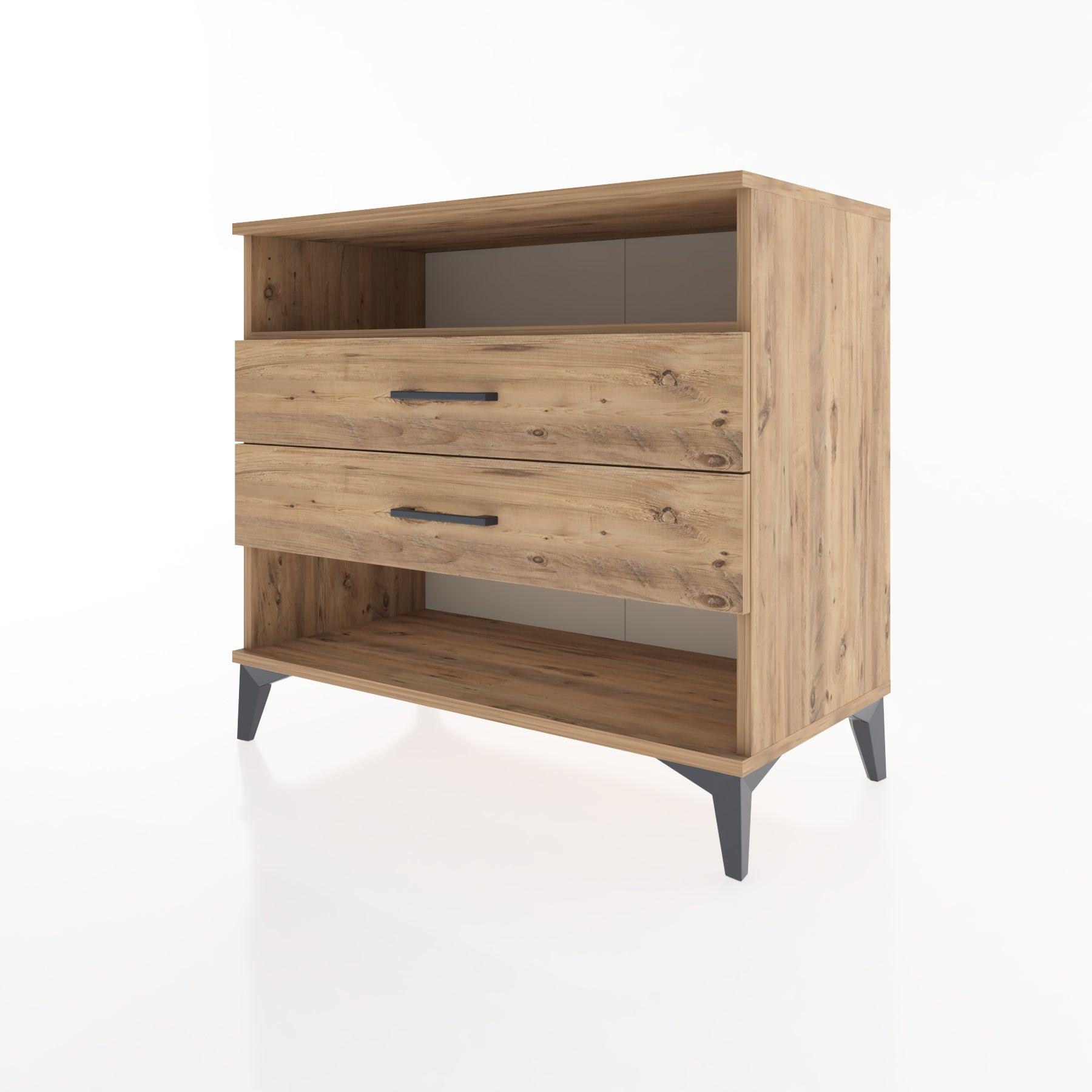 Woodntry Modüler Şifonyer Çam 88x44x68 cm Çekmeceli ve Raflı CR61-3