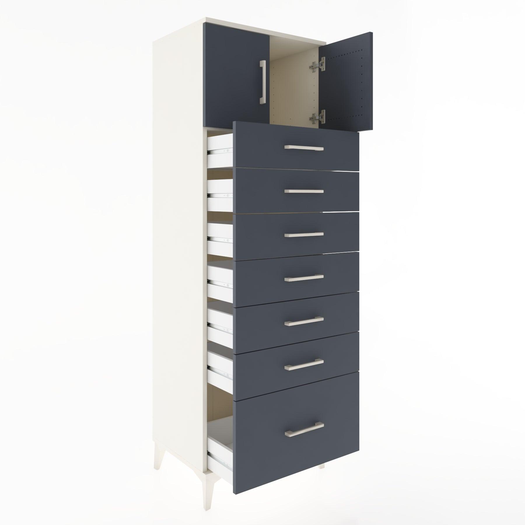 Woodntry Modular Cabinet Moonstone 60x44x170 cm with Doors and Drawers KC10-1