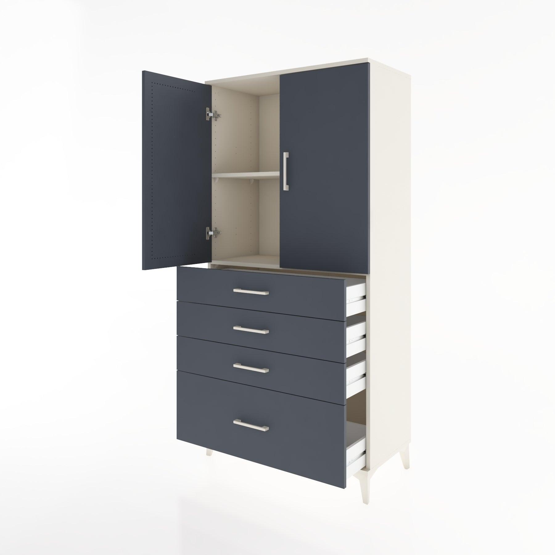 Woodntry Modular Cabinet Moonstone 88x44x170 cm with Doors and Drawers KC13-1