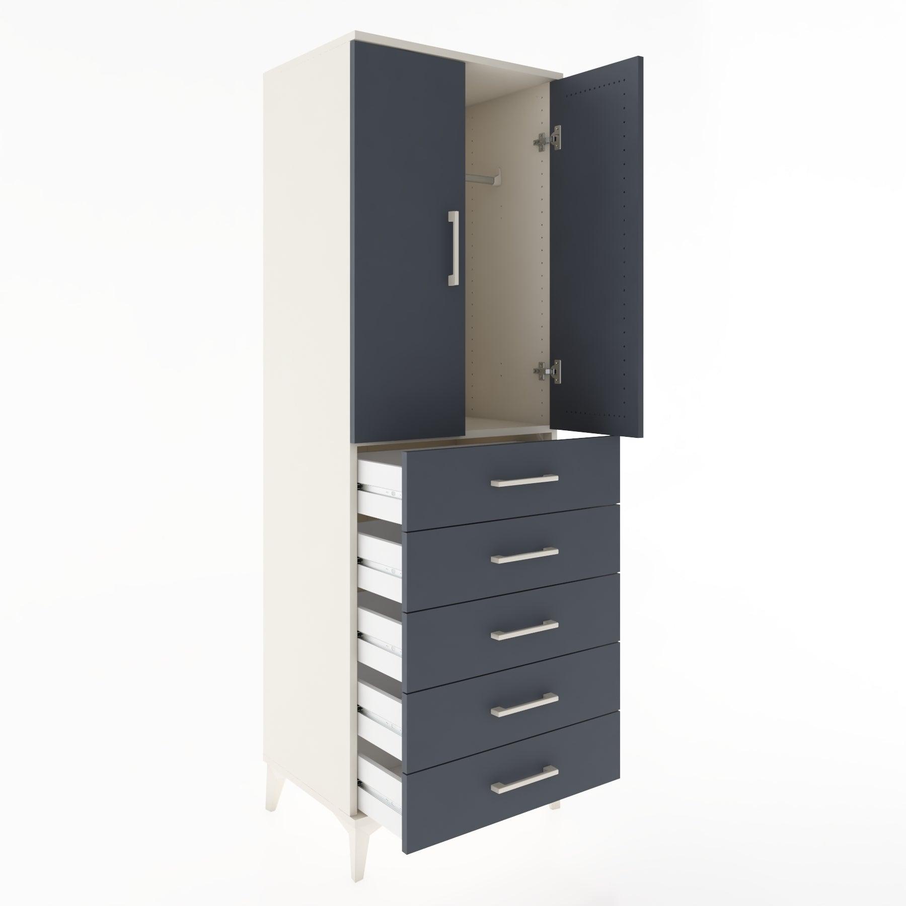Woodntry Modular Cabinet Moonstone 60x44x170 cm with Doors and Drawers KC26-1