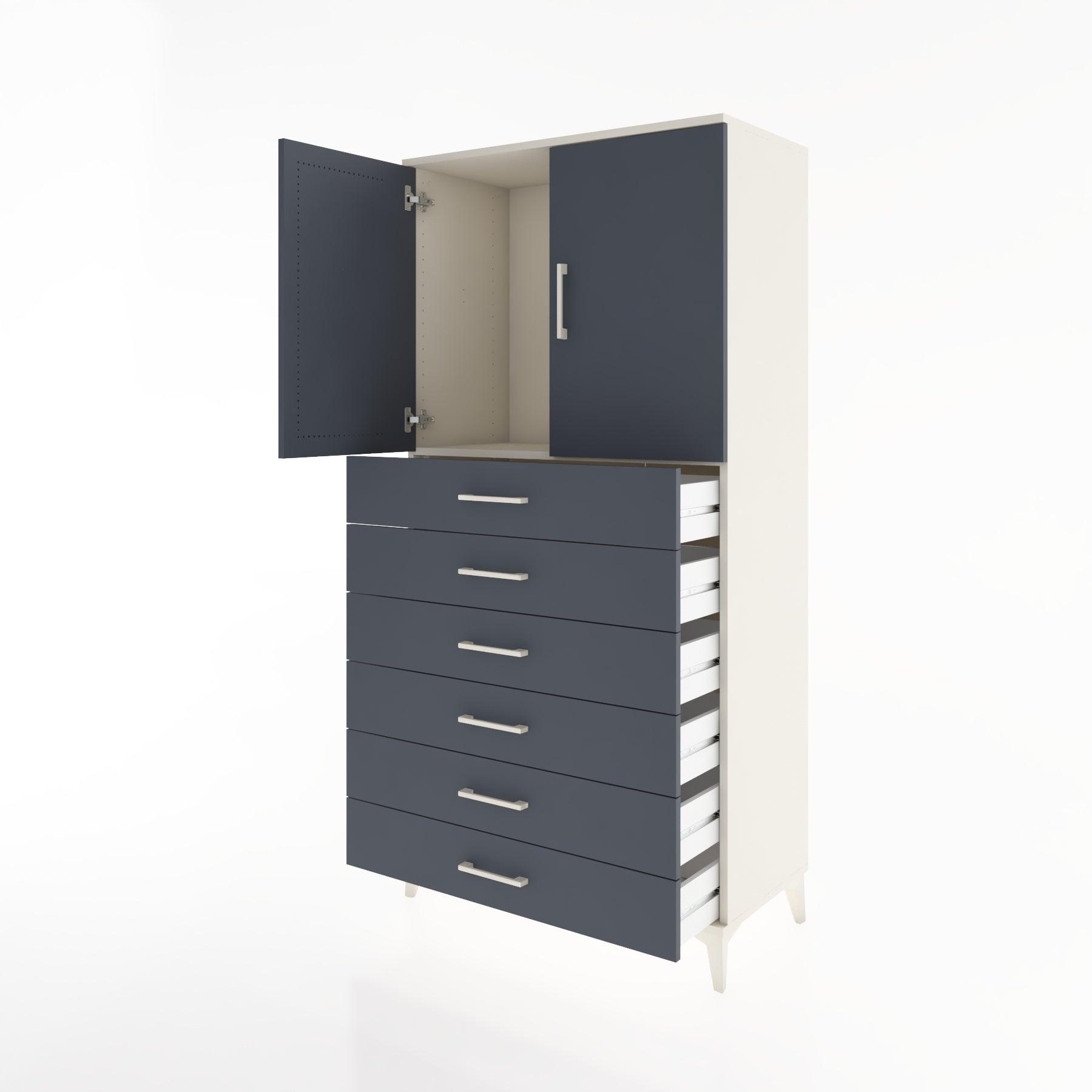 Woodntry Modular Cabinet Moonstone 88x44x170 cm with Doors and Drawers KC3-1