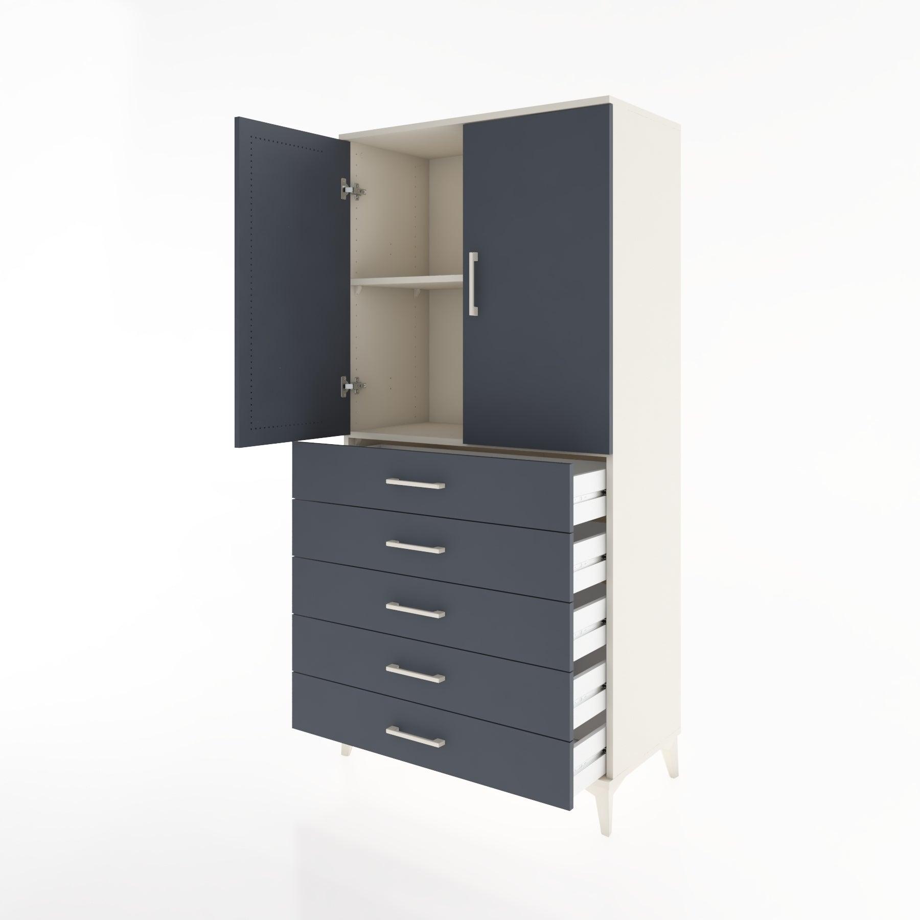 Woodntry Modular Cabinet Moonstone 88x44x170 cm with Doors and Drawers KC4-1