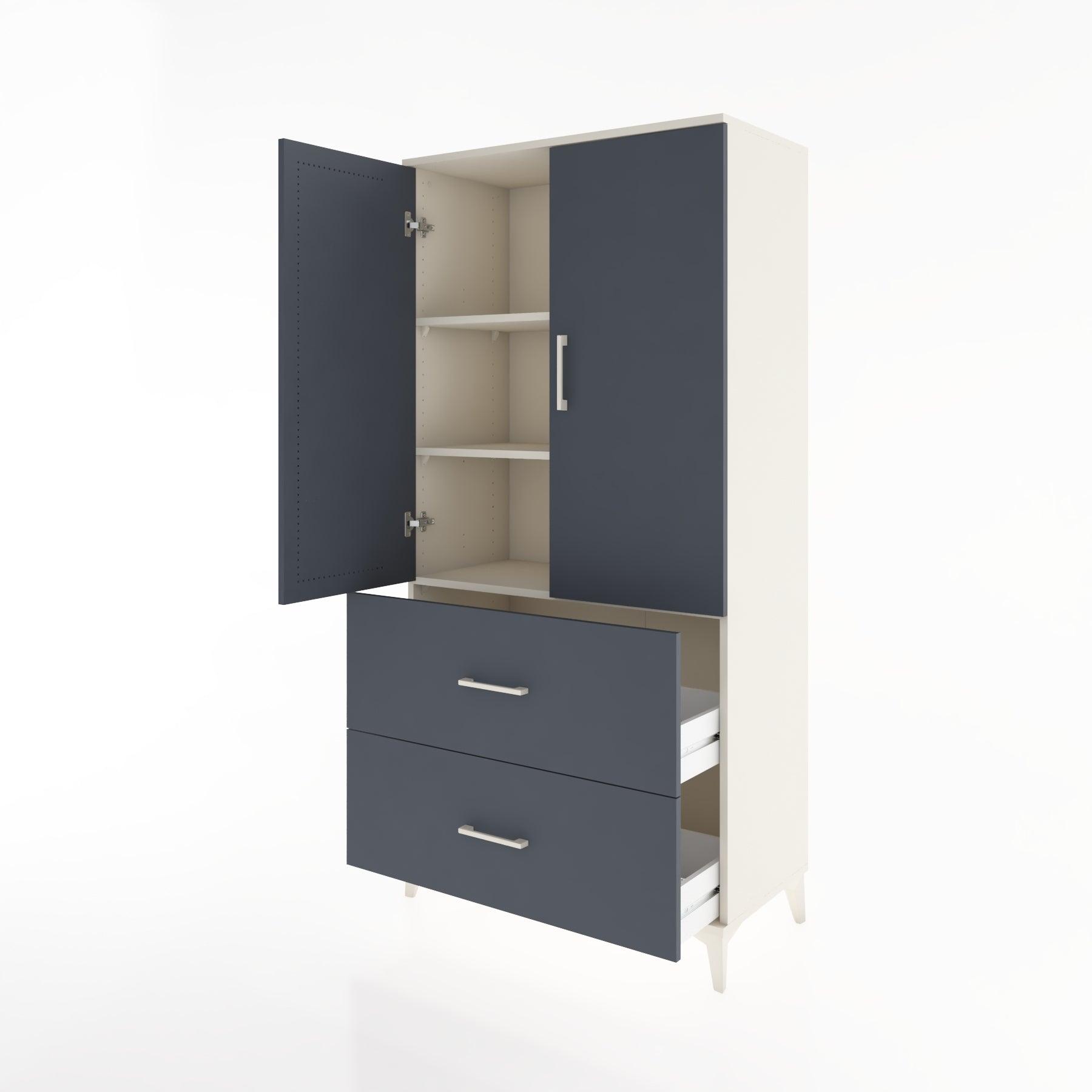 Woodntry Modular Cabinet Moonstone 88x44x170 cm with Doors and Drawers KC21-1