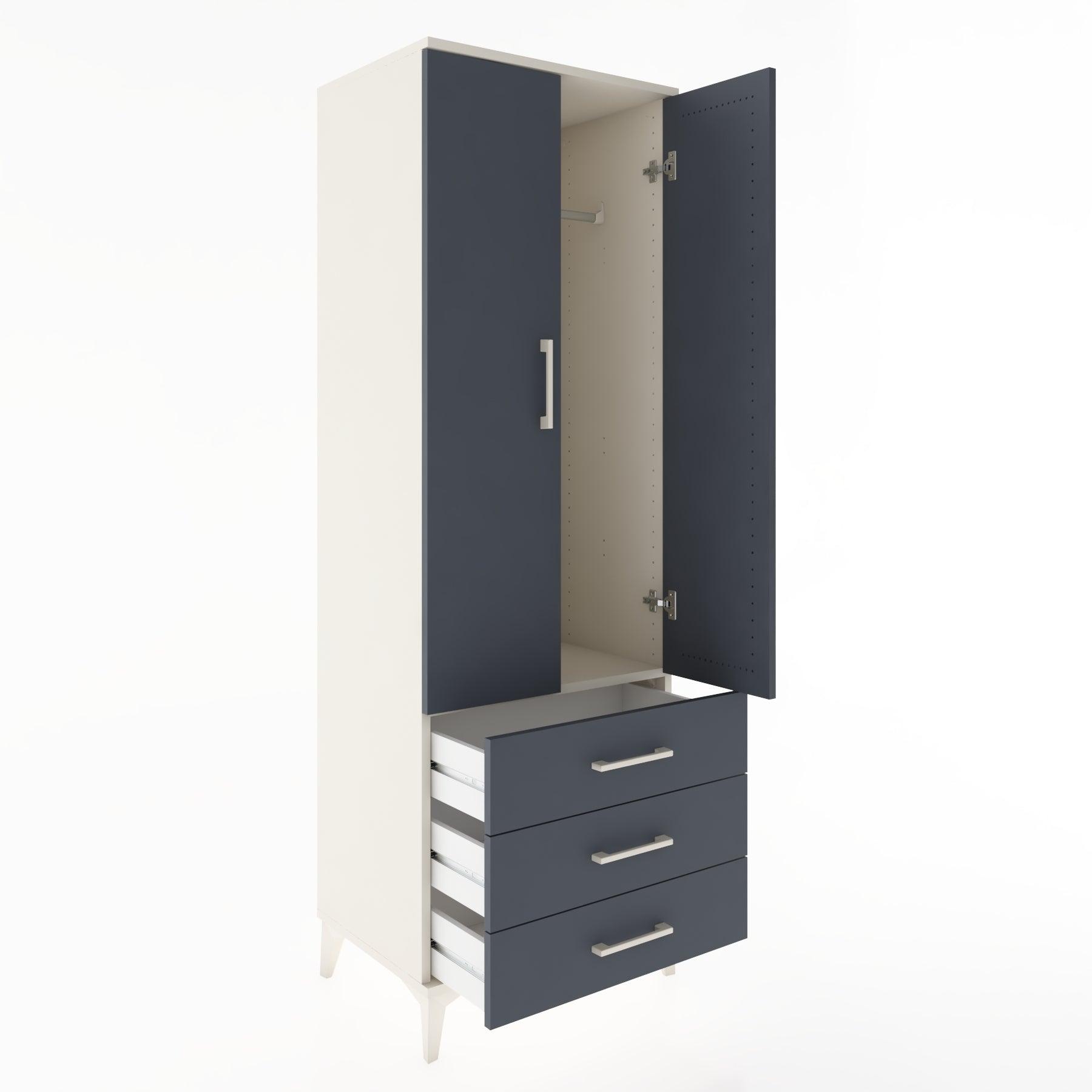 Woodntry Modular Cabinet Moonstone 60x44x170 cm with Doors and Drawers KC28-1