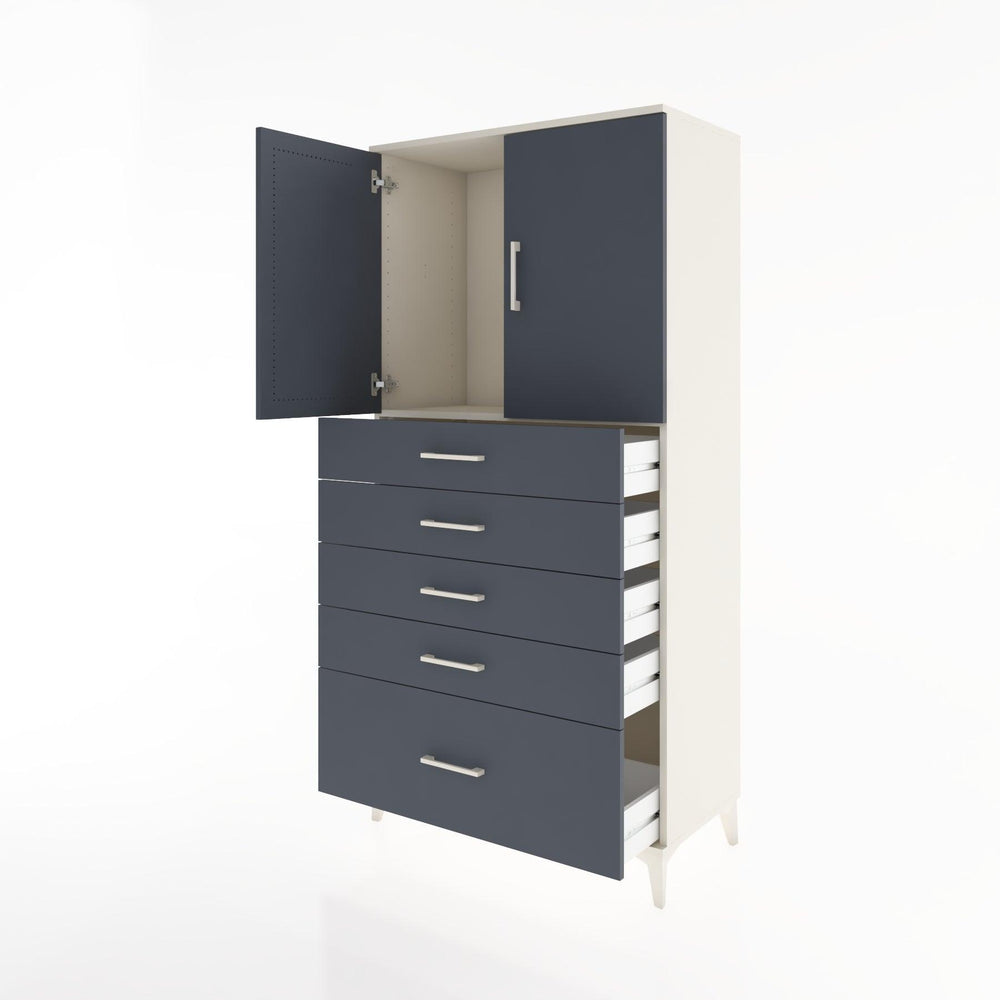 Woodntry Modular Cabinet Moonstone 88x44x170 cm with Doors and Drawers KC12-1
