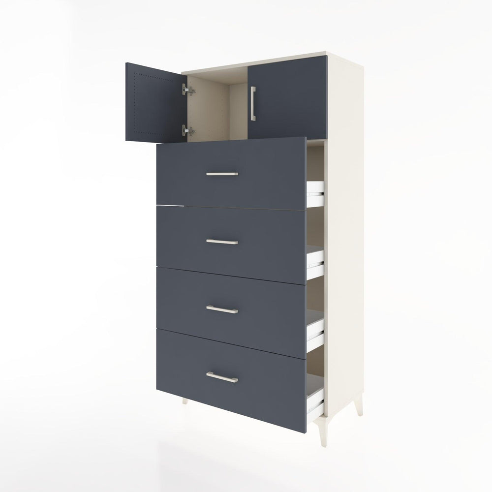 Woodntry Modular Cabinet Moonstone 88x44x170 cm with Doors and Drawers KC25-1