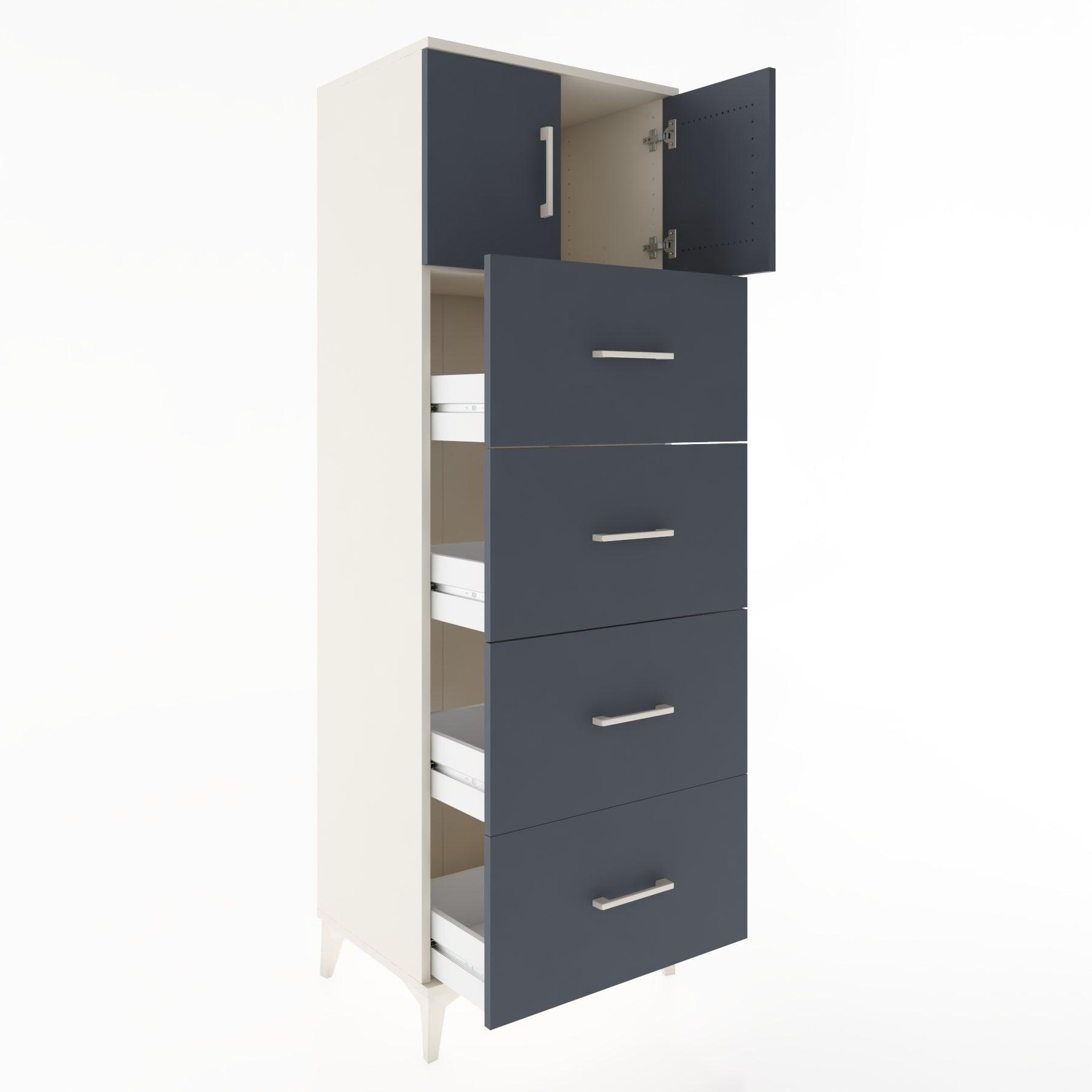Woodntry Modular Cabinet Moonstone 60x44x170 cm with Doors and Drawers KC25-1
