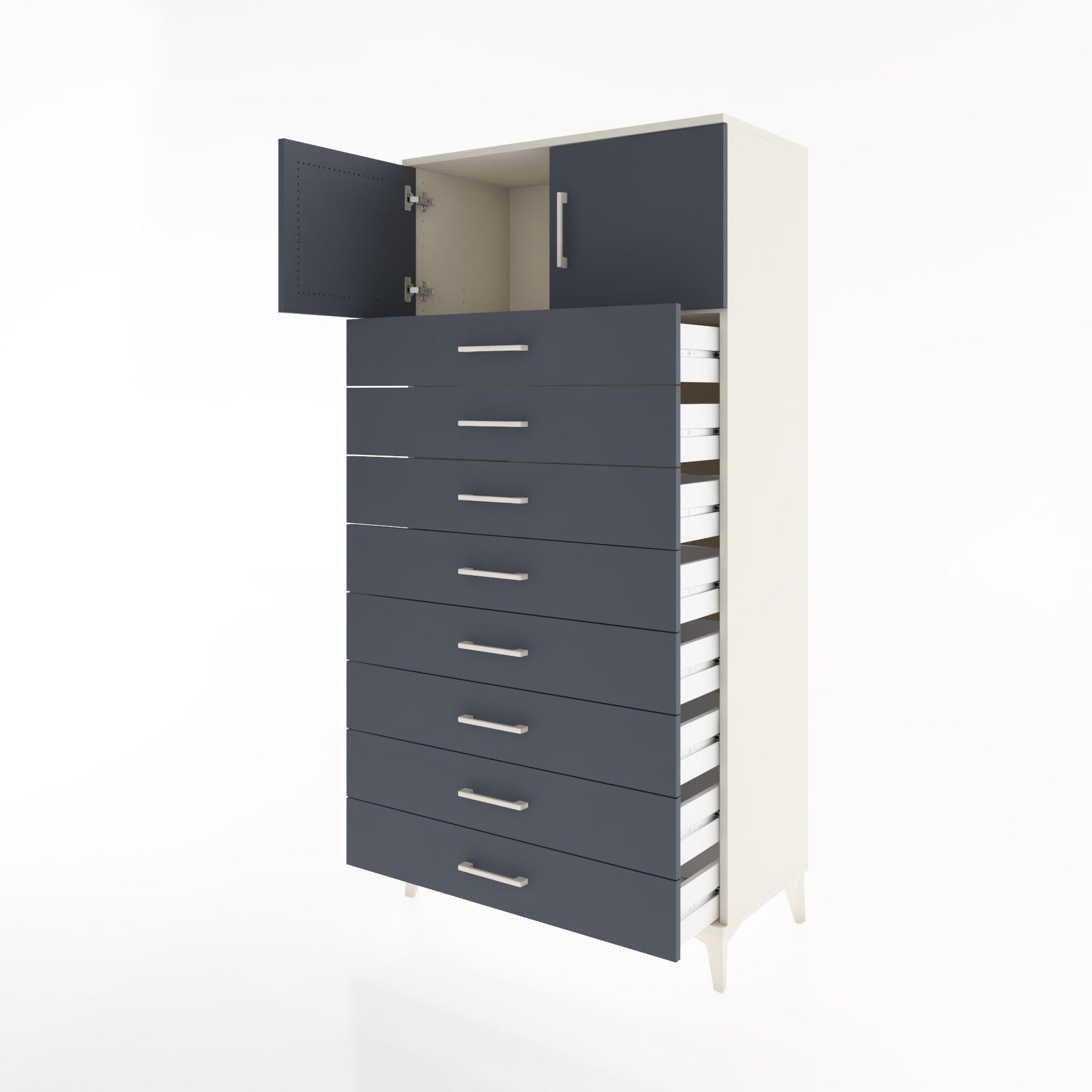 Woodntry Modular Cabinet Moonstone 88x44x170 cm with Doors and Drawers KC1-1