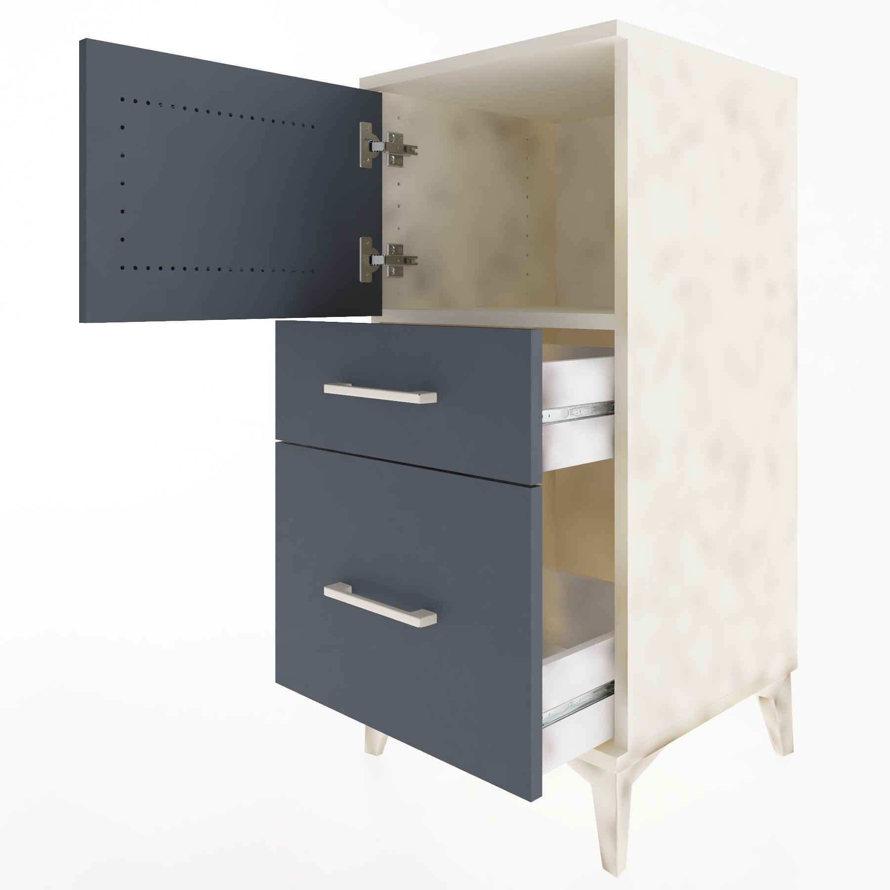 Woodntry Modular Nightstand Moonstone 44x44x84 cm with Cover and Drawer KC45-1