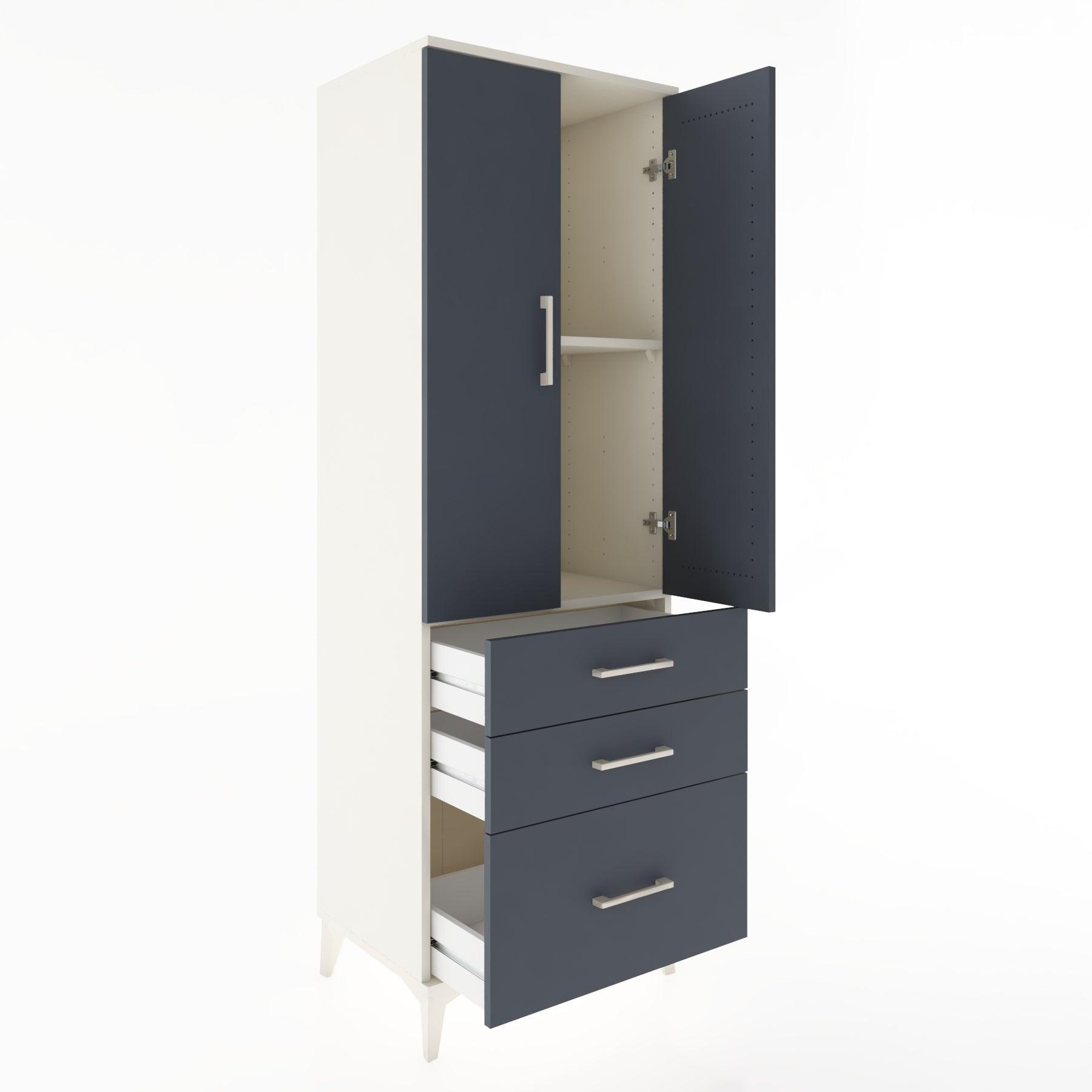 Woodntry Modular Cabinet Moonstone 60x44x170 cm with Doors and Drawers KC14-1