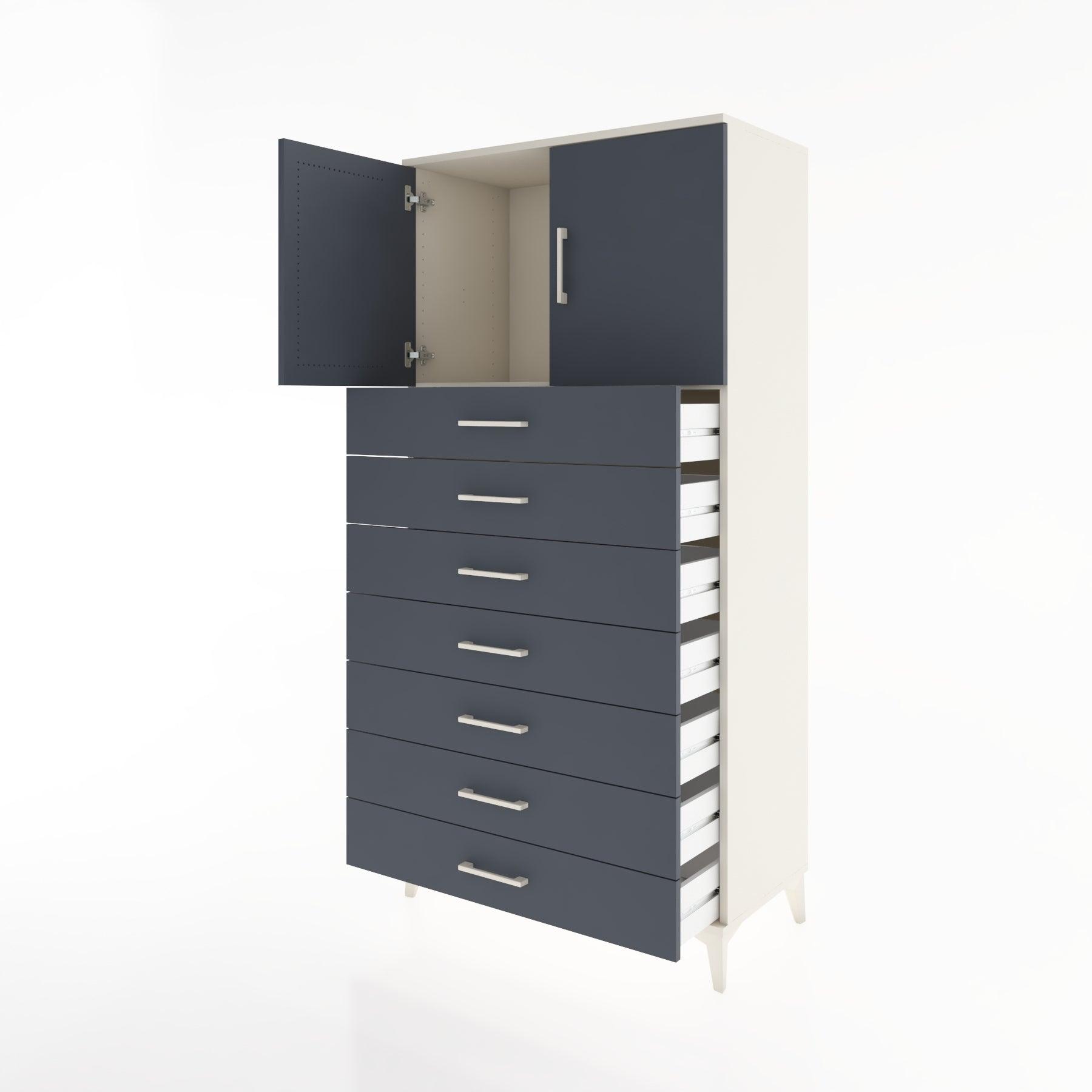 Woodntry Modular Cabinet Moonstone 88x44x170 cm with Doors and Drawers KC2-1
