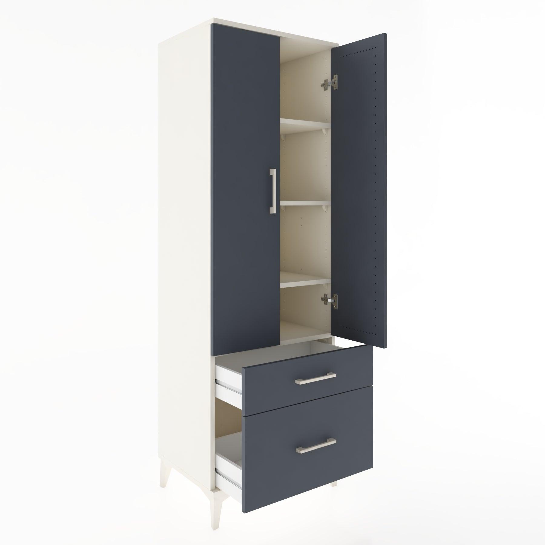Woodntry Modular Cabinet Moonstone 60x44x170 cm with Doors and Drawers KC15-1