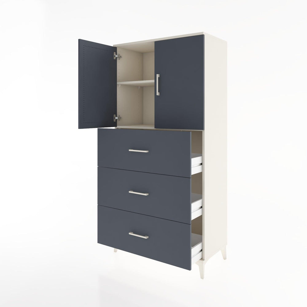 Woodntry Modular Cabinet Moonstone 88x44x170 cm with Doors and Drawers KC24-1
