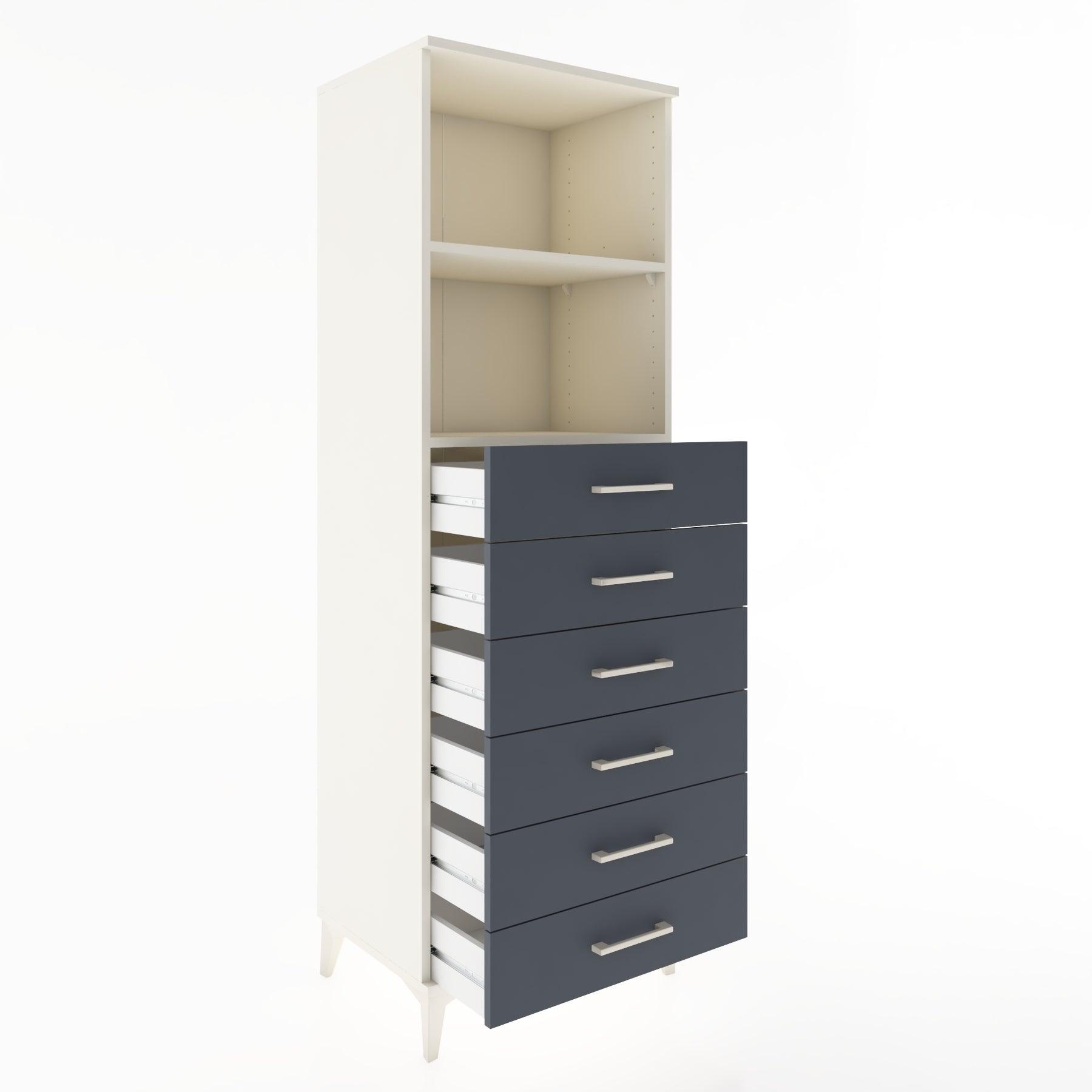 Woodntry Modular Cabinet Moonstone 60x44x170 cm with Drawers and Shelves CR34-1