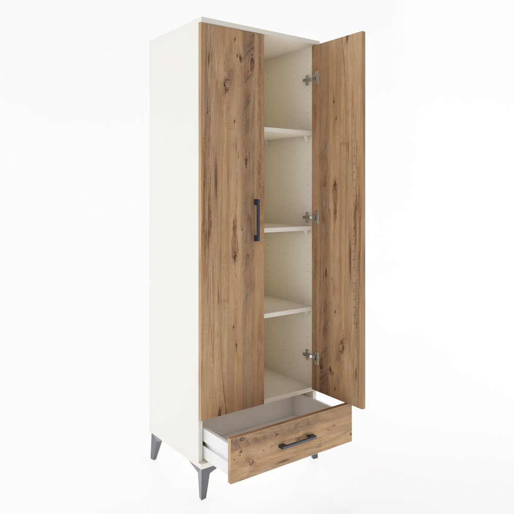 Woodntry Modüler Dolap Aytaşı 60x44x170 cm Kapaklı ve Çekmeceli KC8-1