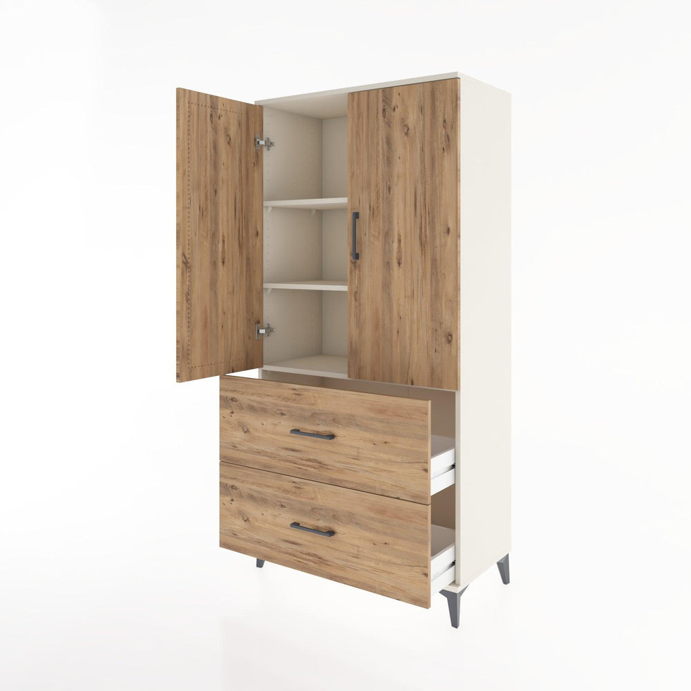 Woodntry Modüler Dolap Aytaşı 88x44x170 cm Kapaklı ve Çekmeceli KC21-1