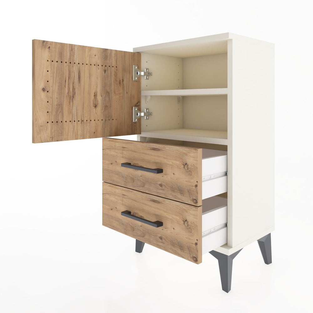Woodntry Modüler Komodin Kapaklı 2 Çekmeceli 44x30x68 cm Aytaşı - Woodntry