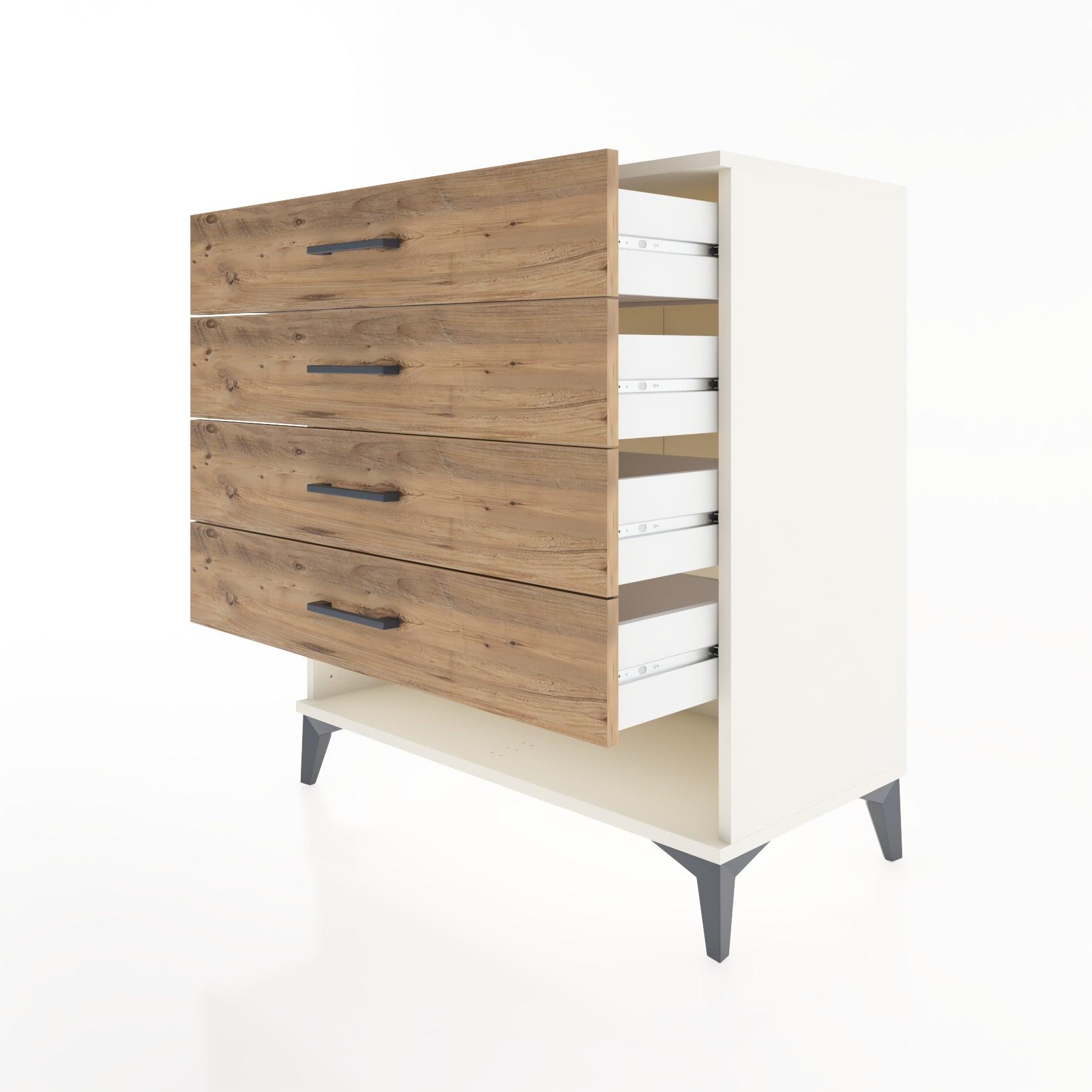 Woodntry Modüler Şifonyer Aytaşı 88x44x84 cm Çekmeceli ve Raflı CR10-1