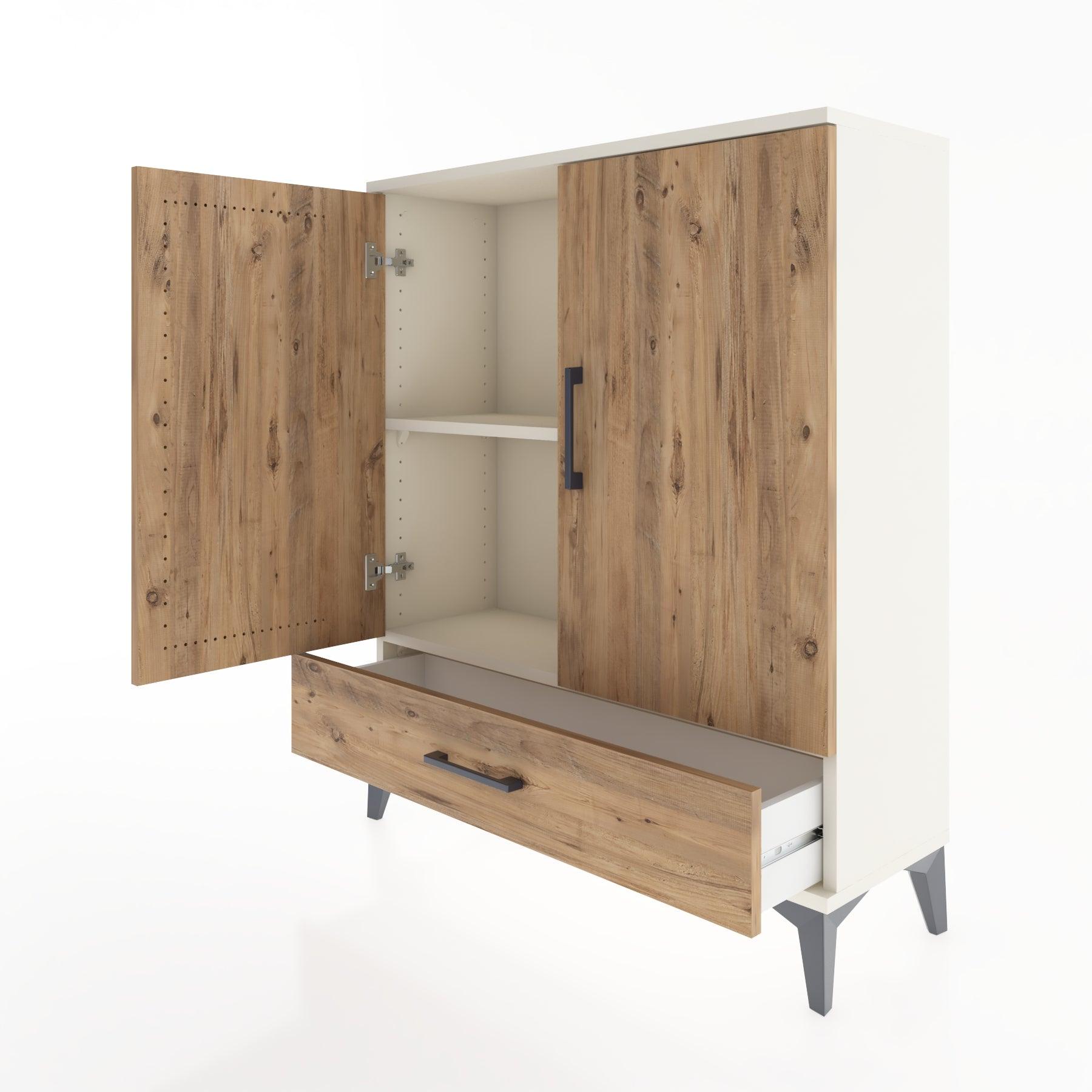 Woodntry Modüler Şifonyer Aytaşı 88x30x94 cm Kapaklı ve Çekmeceli KC2-1