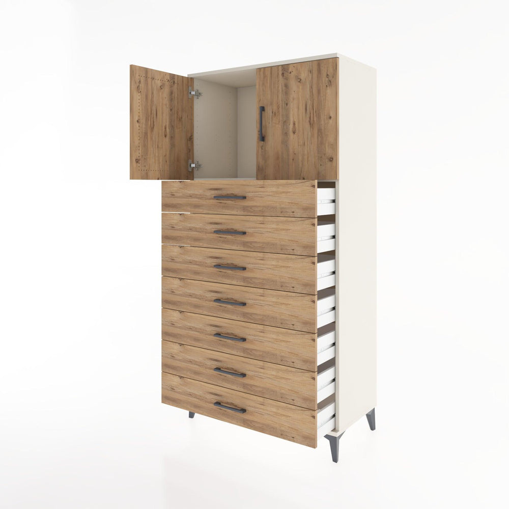 Woodntry Modüler Dolap Aytaşı 88x44x170 cm Kapaklı ve Çekmeceli KC2-1