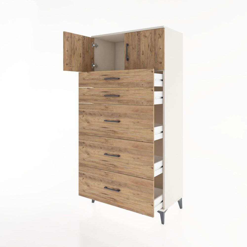 Woodntry Modular Cabinet Moonstone 88x44x170 cm with Doors and Drawers KC22-1