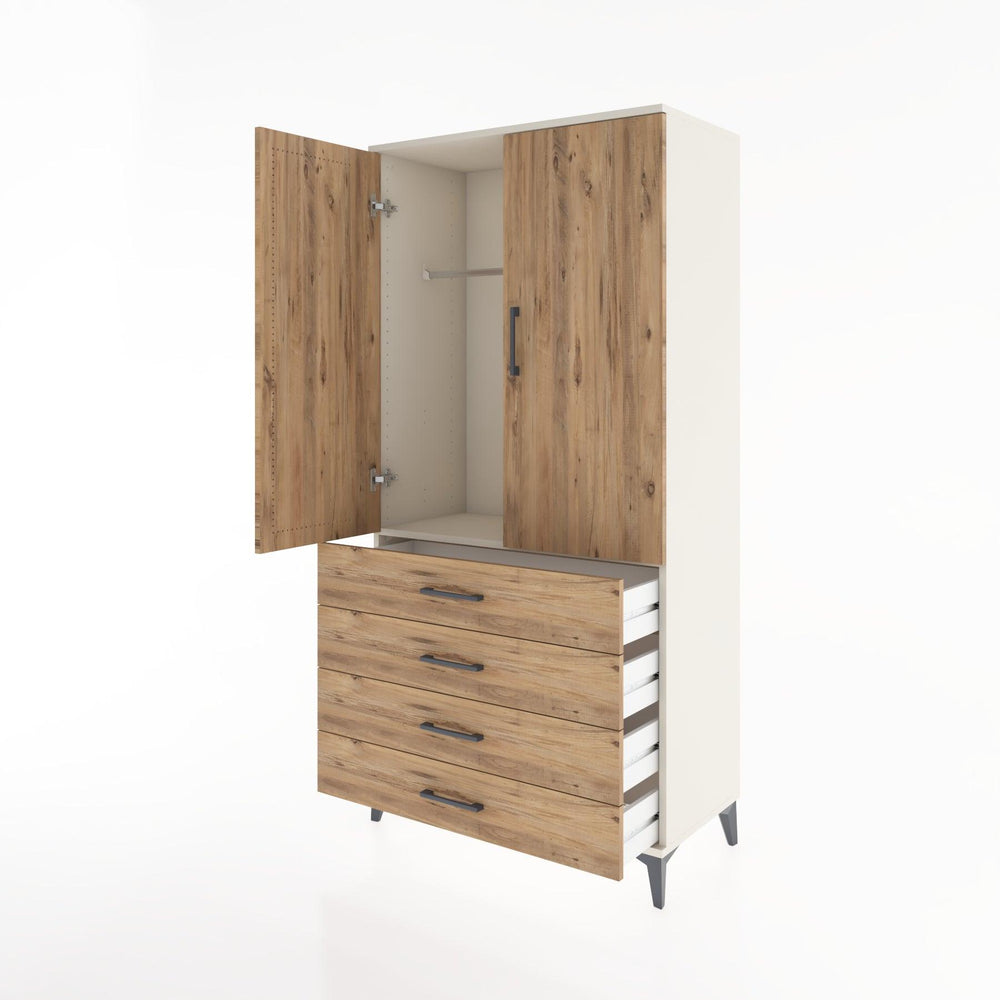 Woodntry Modular Cabinet Moonstone 88x44x170 cm with Doors and Drawers KC27-1