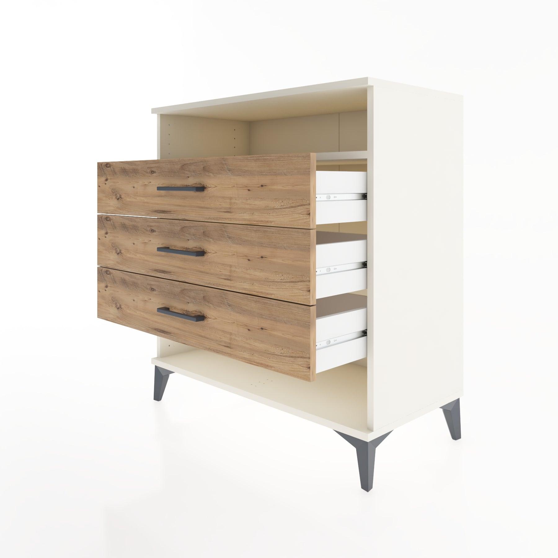 Woodntry Modüler Şifonyer Aytaşı 88x44x84 cm Çekmeceli ve Raflı CR20-1
