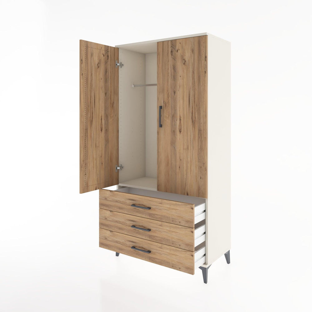 Woodntry Modular Cabinet Moonstone 88x44x170 cm with Doors and Drawers KC28-1