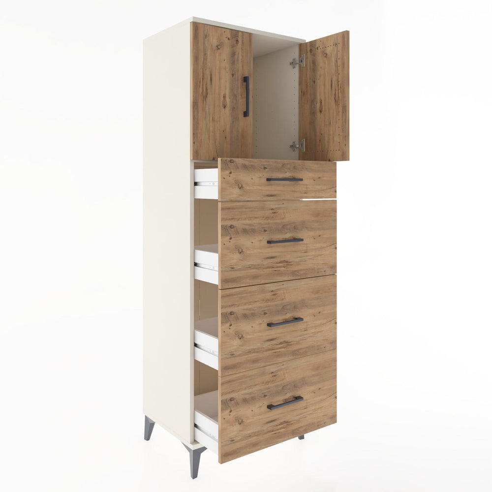 Woodntry Modular Cabinet Moonstone 60x44x170 cm with Doors and Drawers KC23-1
