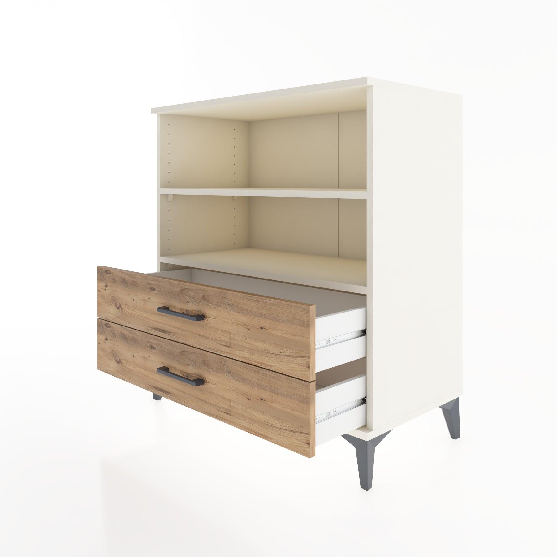 Woodntry Modüler Şifonyer Aytaşı 88x44x84 cm Çekmeceli ve Raflı CR16-1