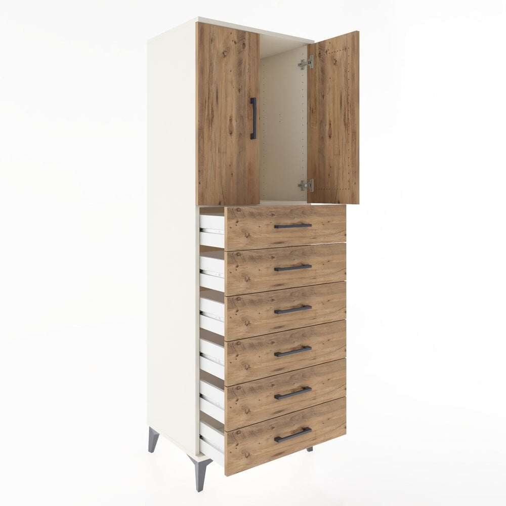 Woodntry Modular Cabinet Moonstone 60x44x170 cm with Doors and Drawers KC3-1