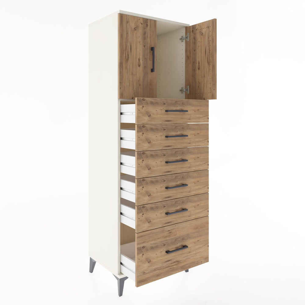 Woodntry Modular Cabinet Moonstone 60x44x170 cm with Doors and Drawers KC11-1