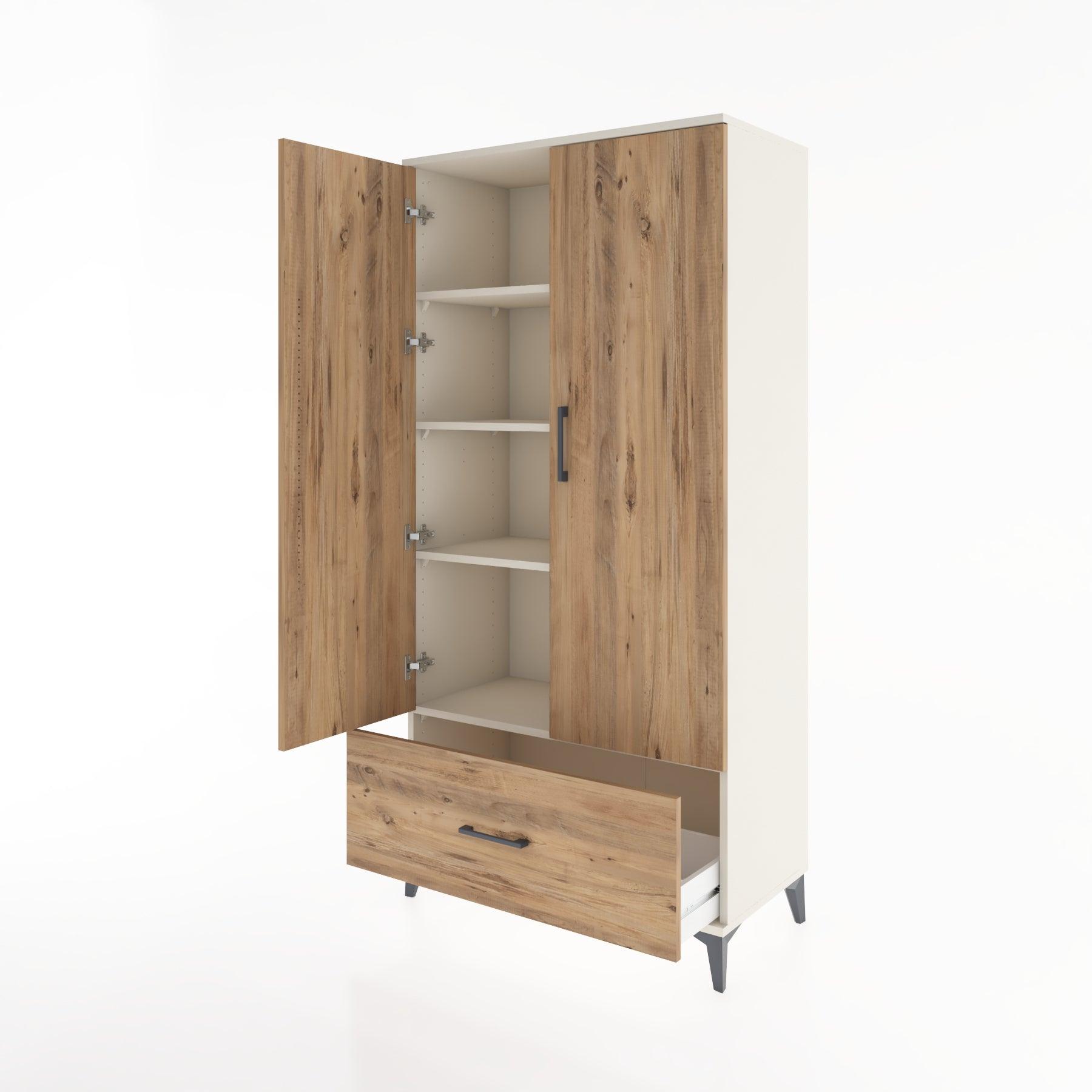 Woodntry Modular Cabinet Moonstone 88x44x170 cm with Doors and Drawers KC16-1