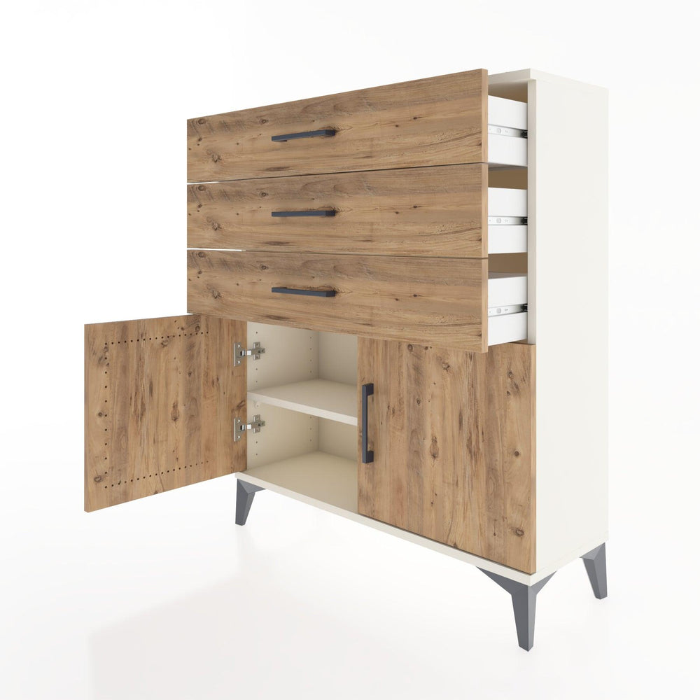 Woodntry Modüler Şifonyer Aytaşı 88x30x94 cm Kapaklı ve Çekmeceli KC8-1
