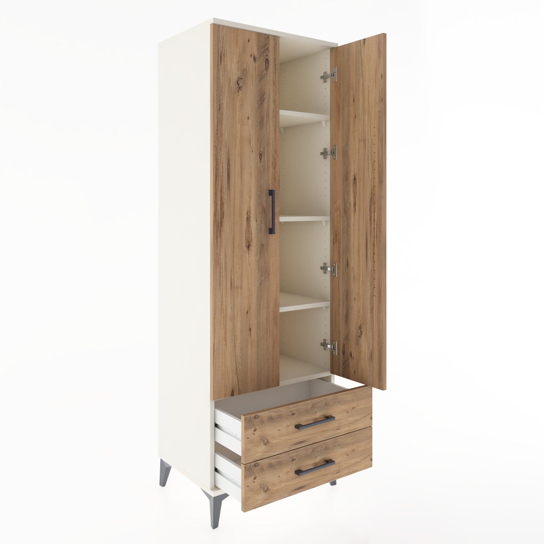 Woodntry Modular Cabinet Moonstone 60x44x170 cm with Doors and Drawers KC7-1